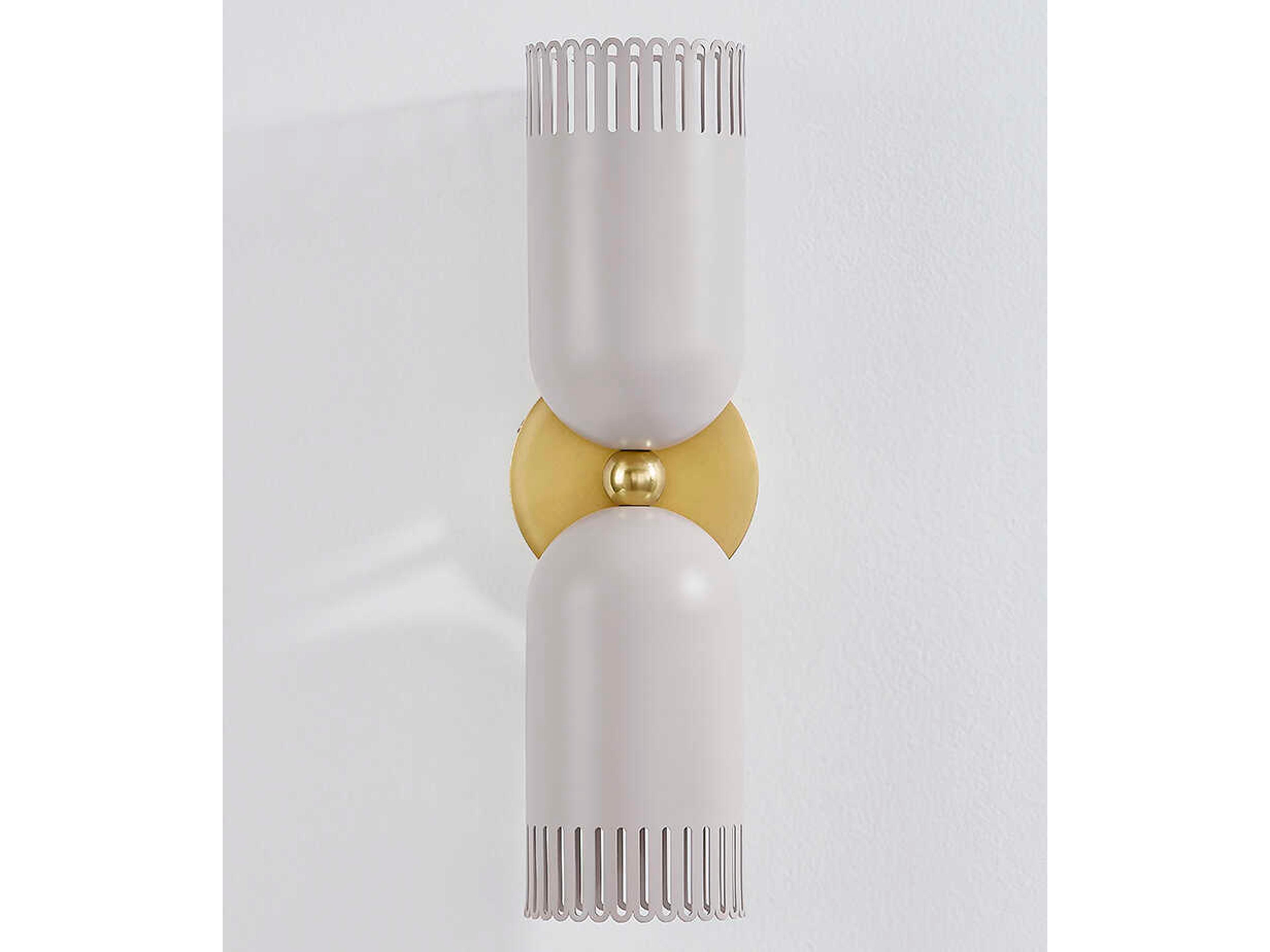 Mitzi Liba 2-Light Aged Brass Soft Peignoir White Wall Sconce