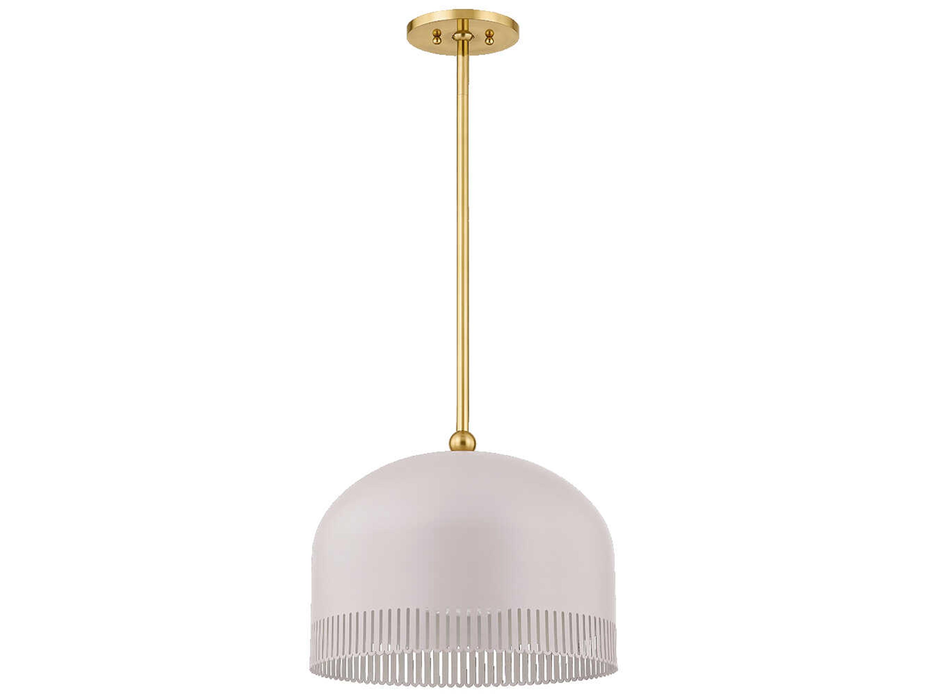 Liba 1-Light Aged Brass Soft Peignoir White Pendant