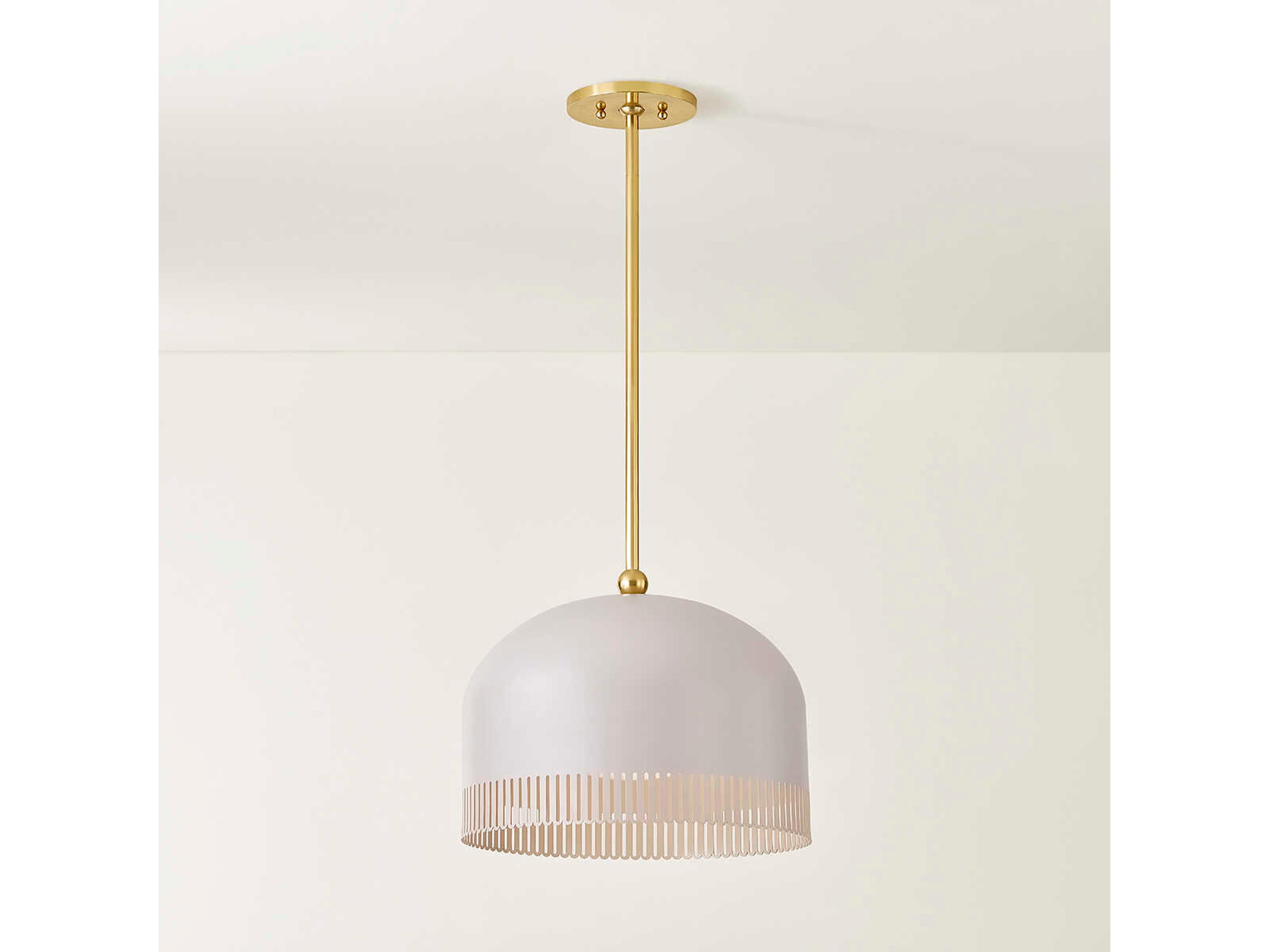 Mitzi Liba 1-Light Aged Brass Soft Peignoir White Pendant