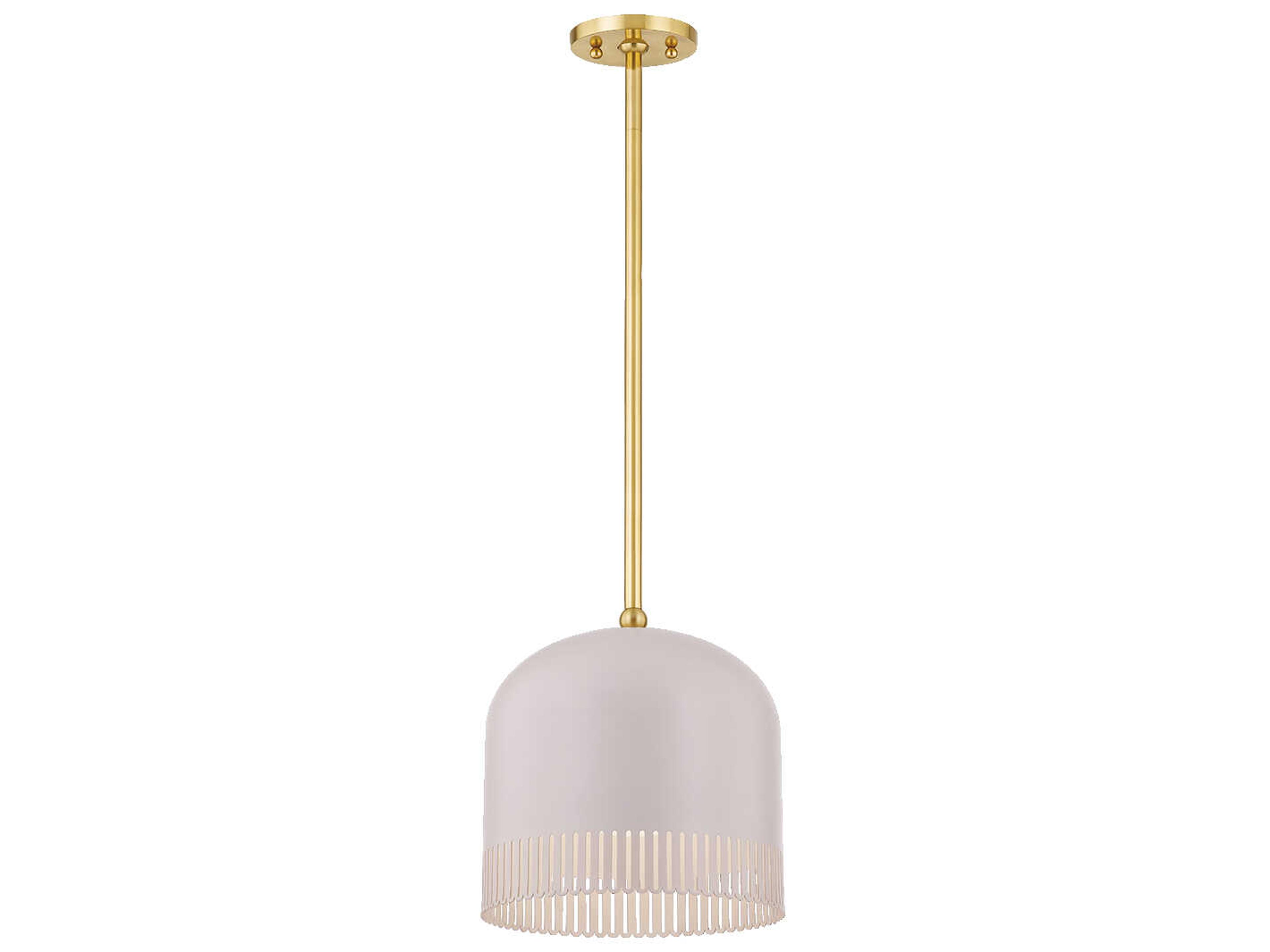 Liba 1-Light Aged Brass Soft Peignoir White Mini Pendant