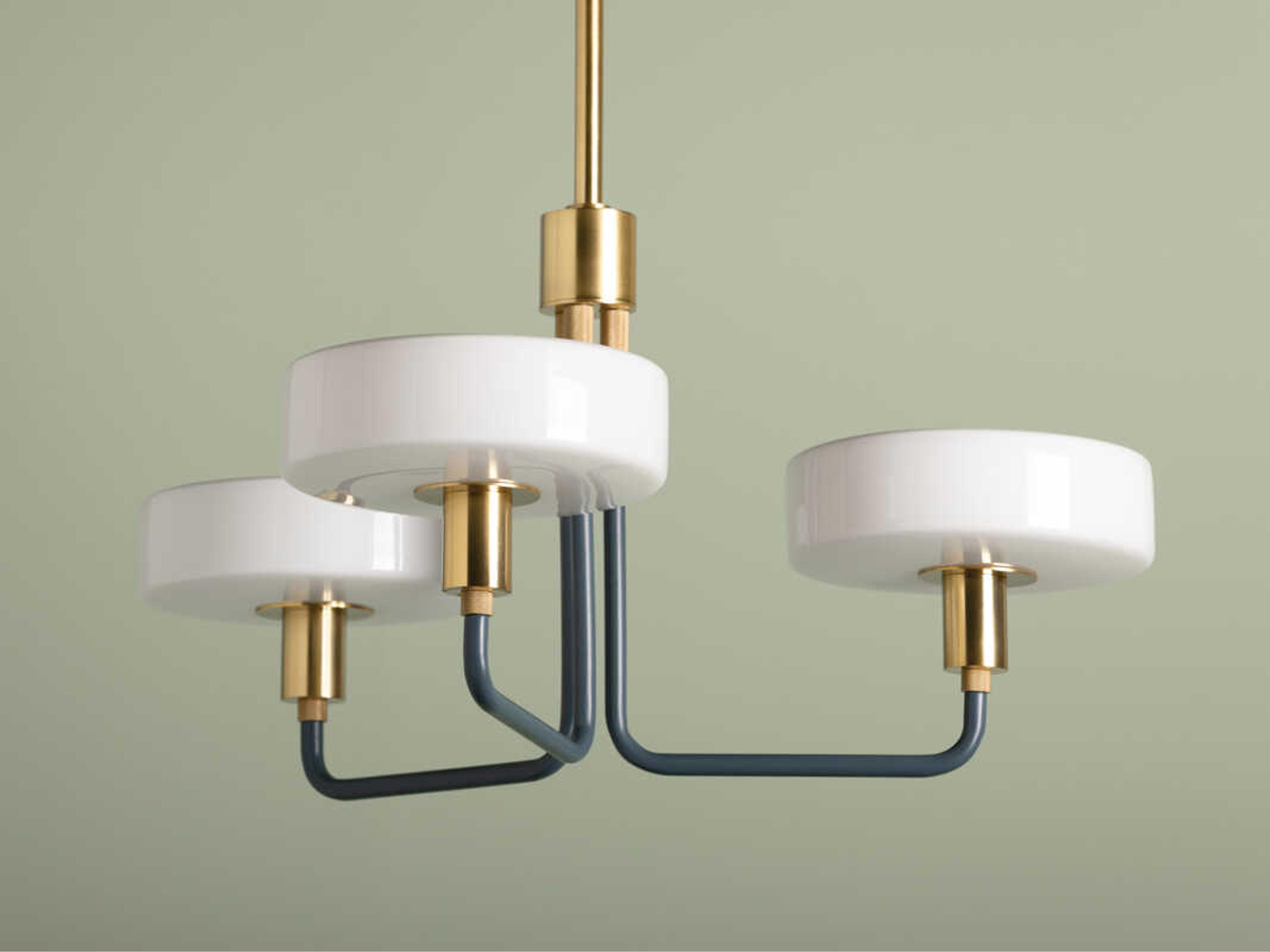 Mitzi Aston 3-Light Aged Brass Slate Blue Candelabra Chandelier