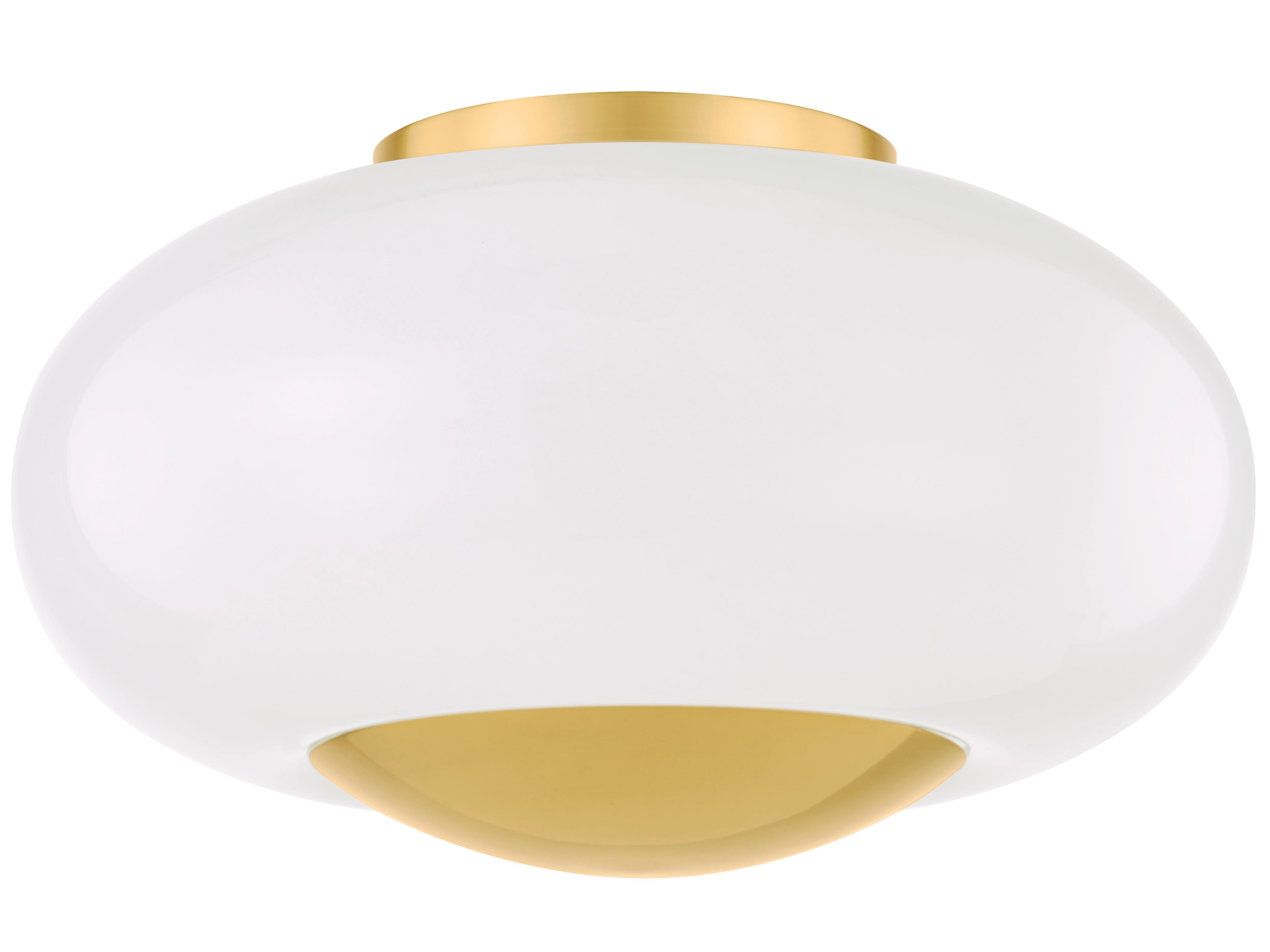 Mitzi Lottie 2-Light Aged Brass Round Flush Mount