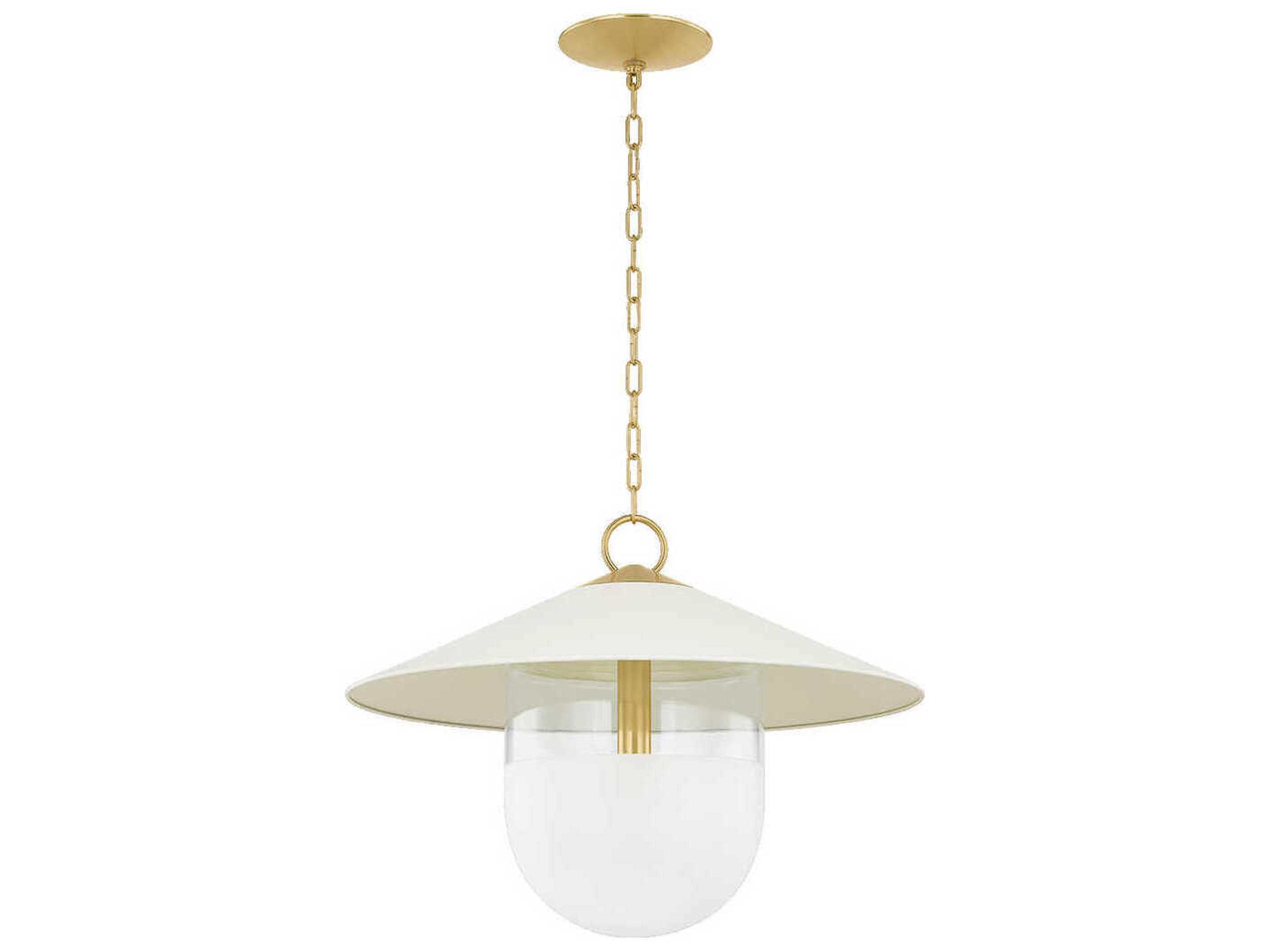 Ressi 1-Light Aged Brass Soft Cream Bowl Pendant