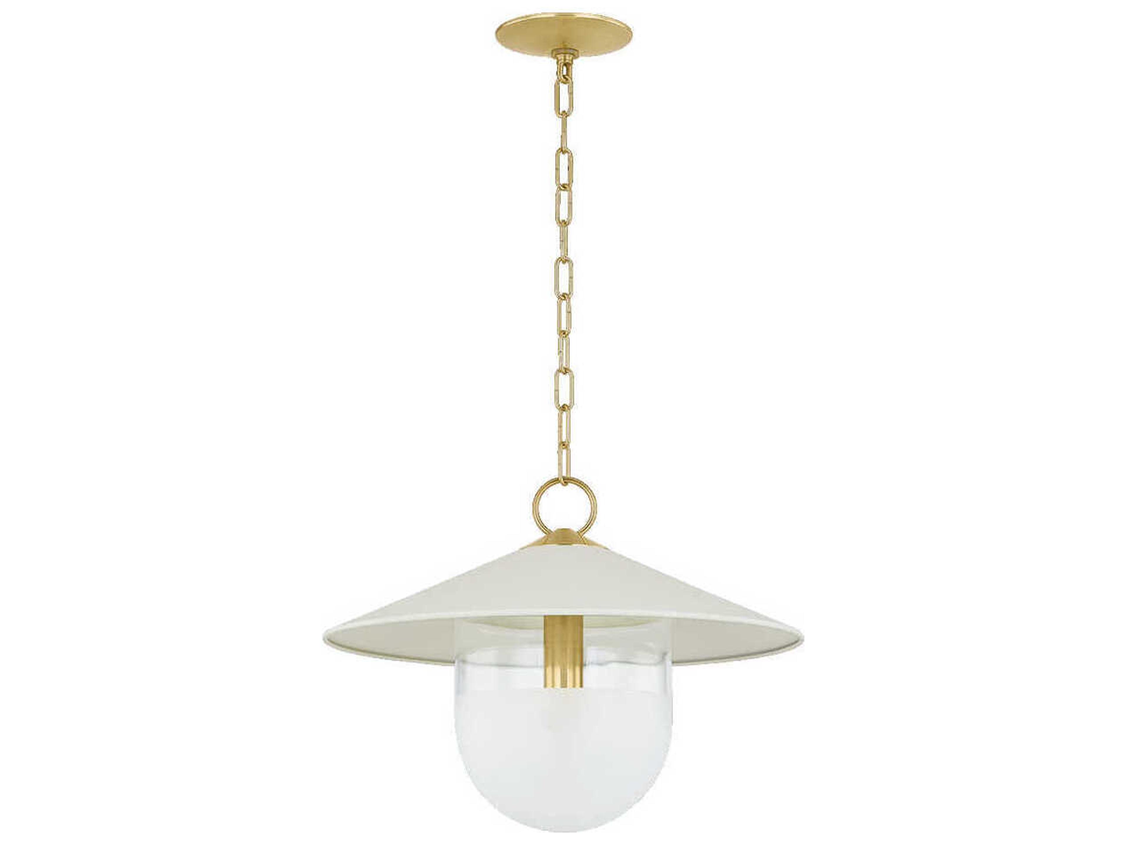 Ressi 1-Light Aged Brass Soft Cream Bowl Pendant
