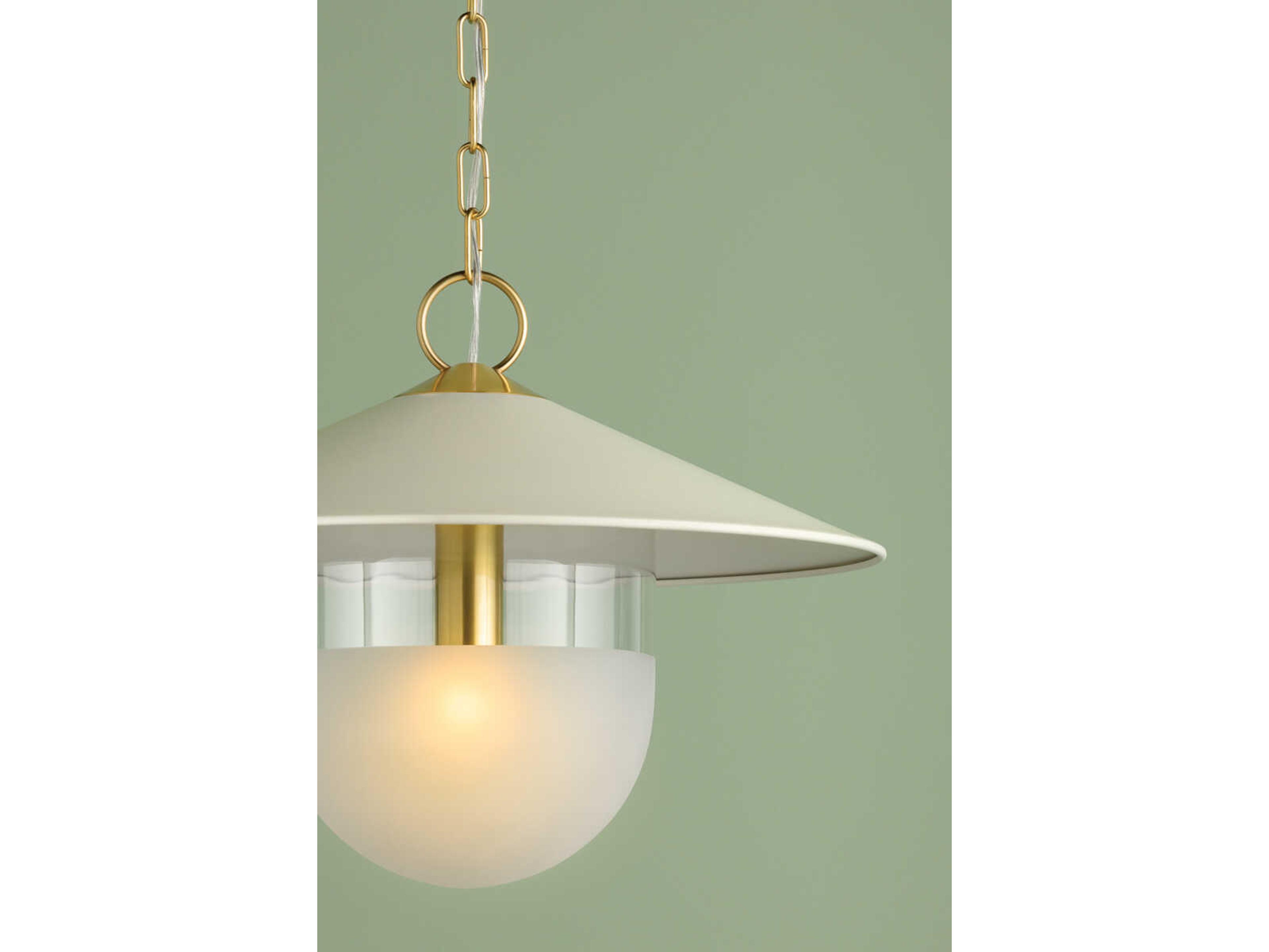 Mitzi Ressi 1-Light Aged Brass Soft Cream Bowl Pendant
