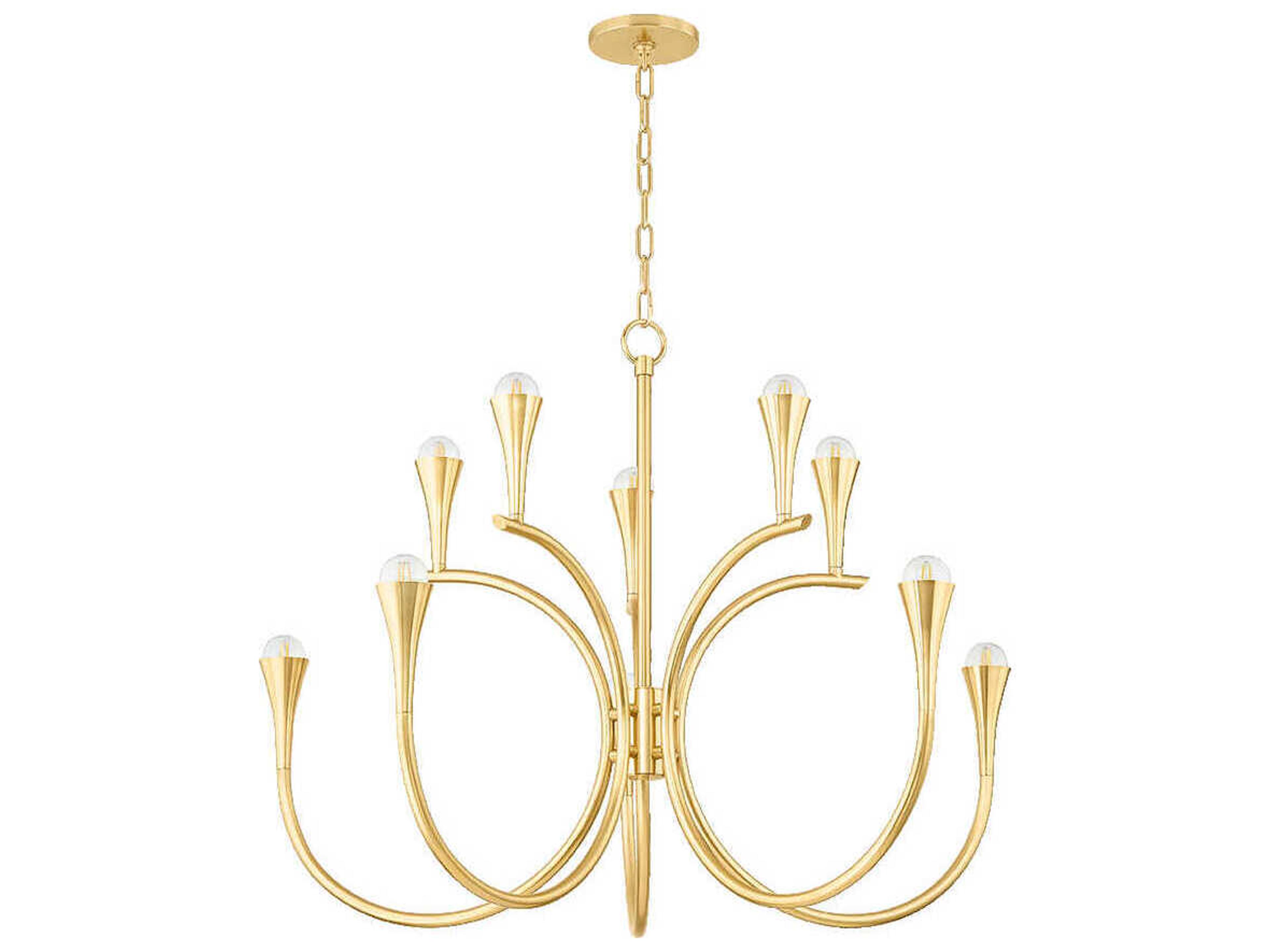 Aviana 10-Light Aged Brass Geometric Chandelier