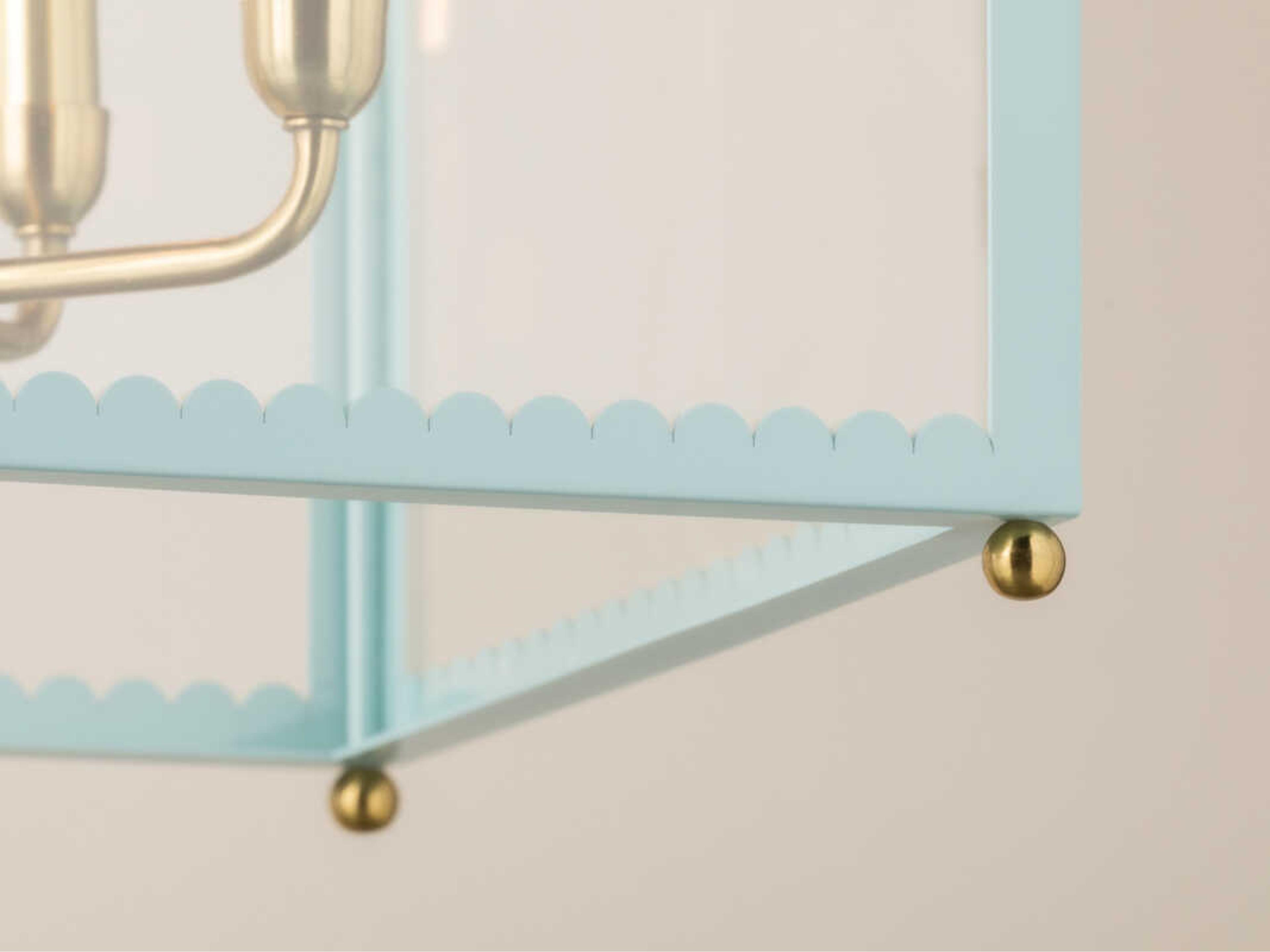 Mitzi Rosalie 4-Light Aged Brass Soft Arctic Blue Lantern Pendant