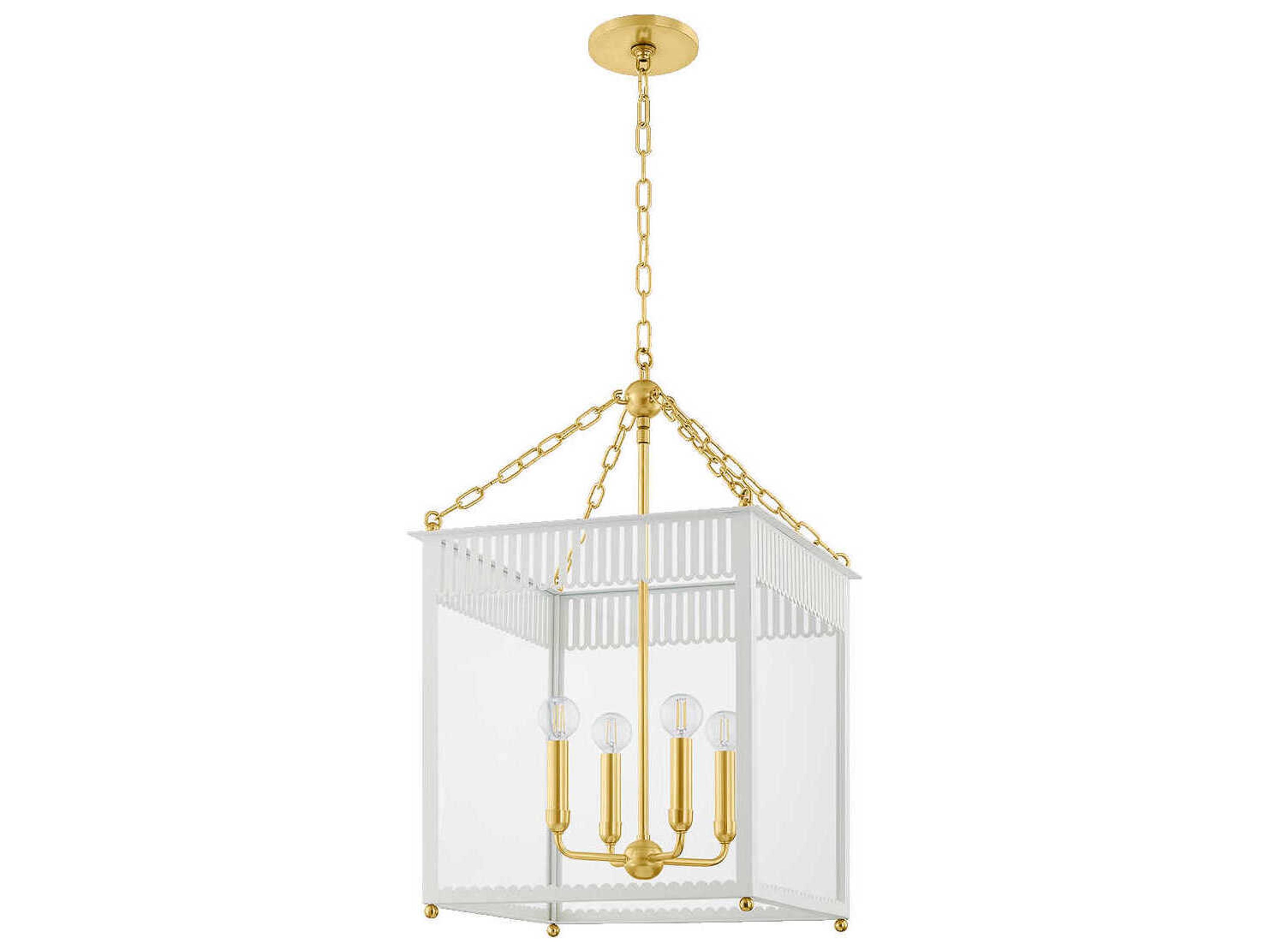 Rosalie 4-Light Aged Brass Soft Cream Lantern Pendant