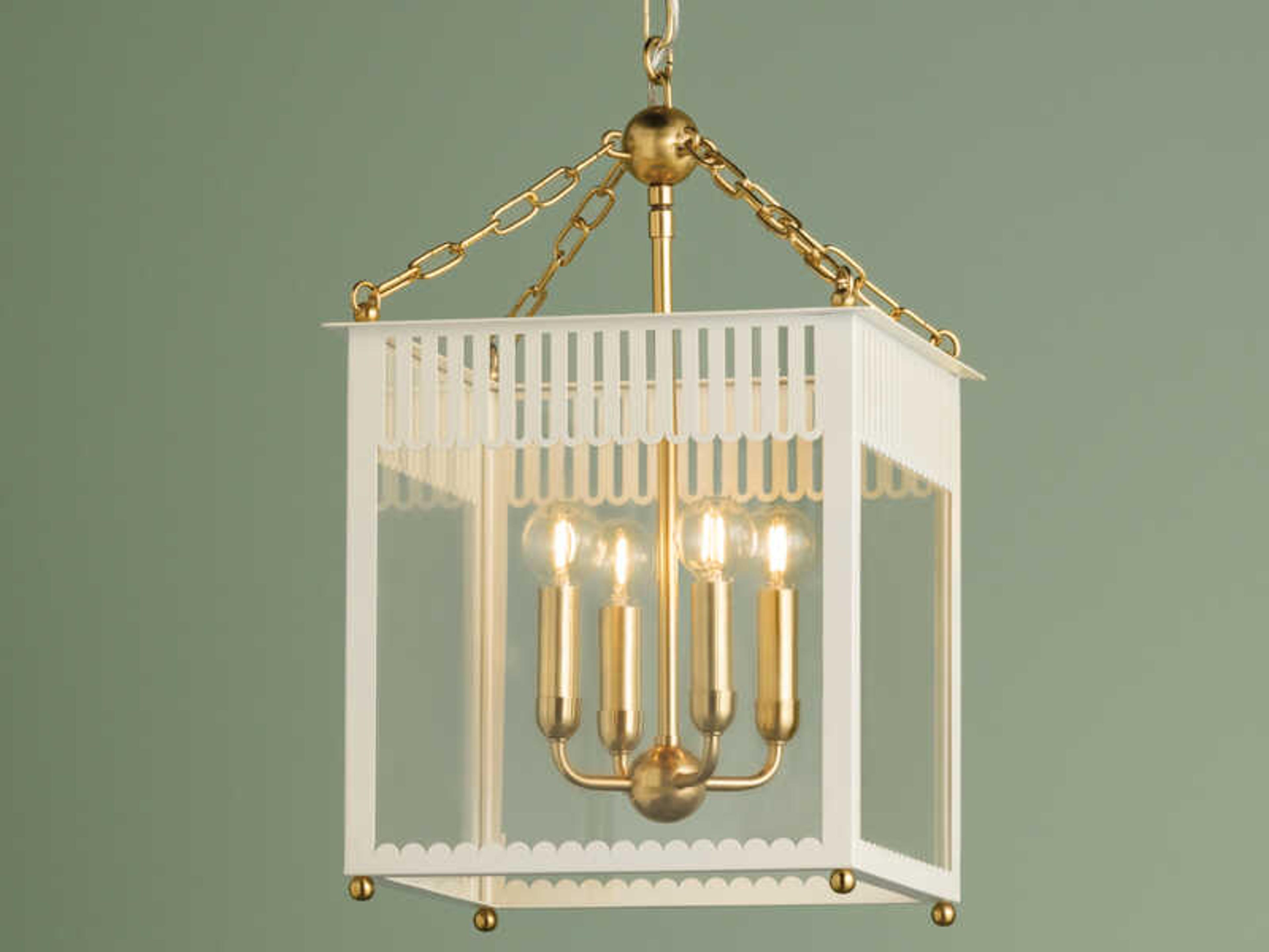 Mitzi Rosalie 4-Light Aged Brass Soft Cream Lantern Mini Pendant