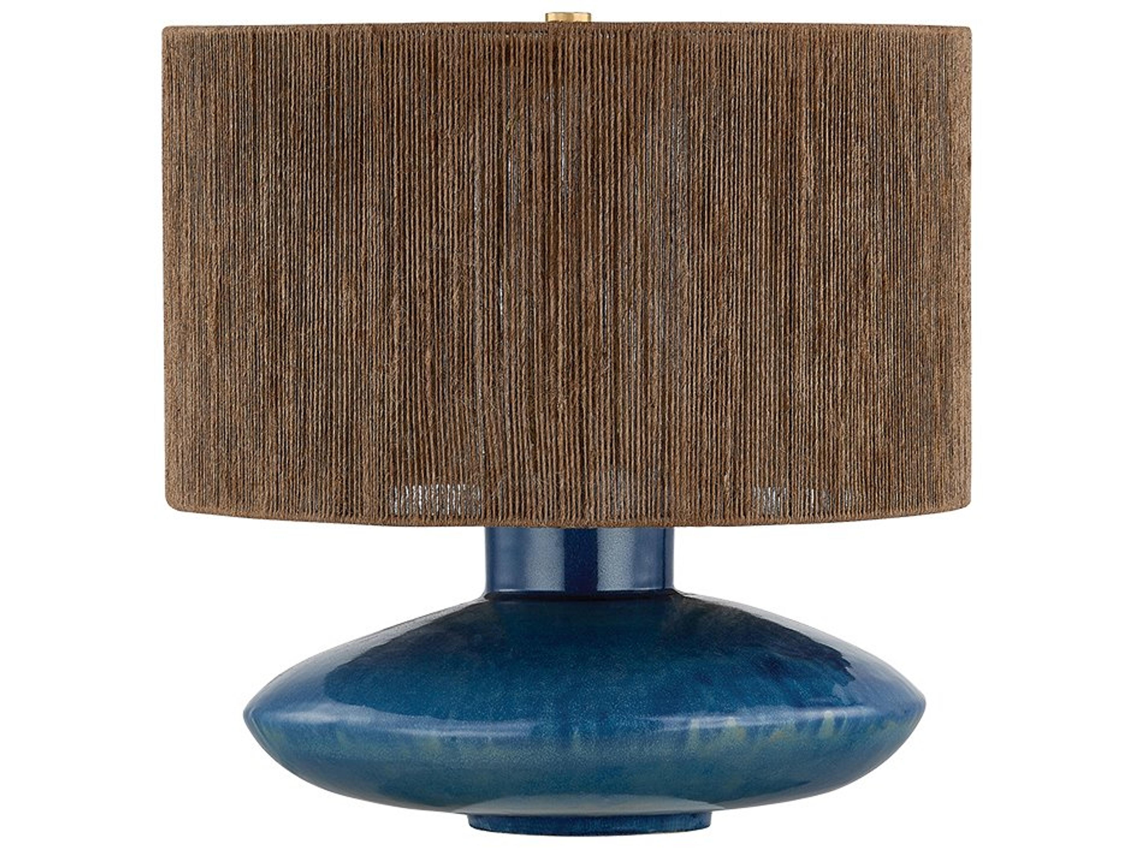 Enya Aged Brass Ceramic Shadow Amphora Jute Table Lamp