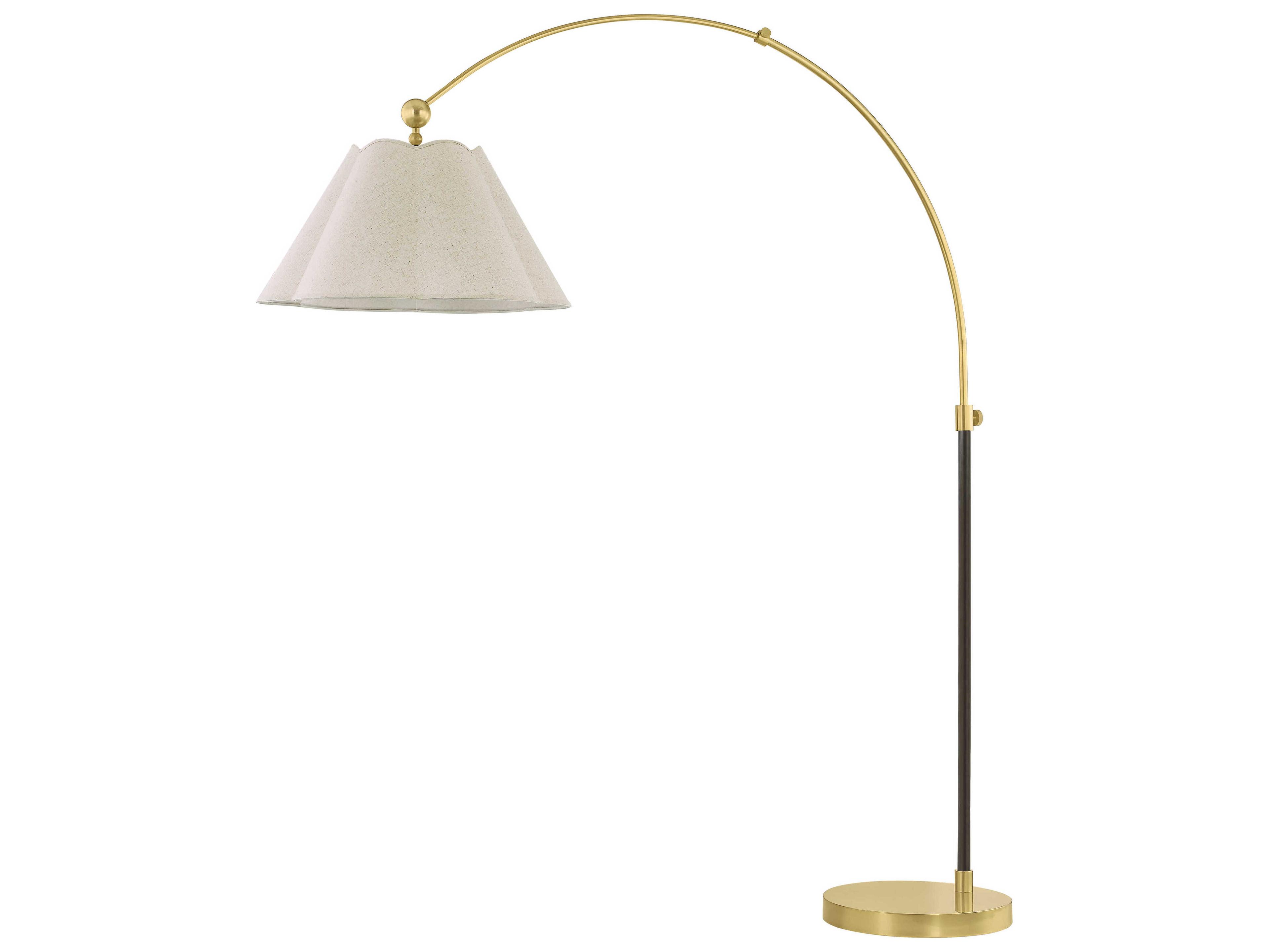 Mitzi Mandy Cheng Janie Aged Brass True Bronze Natural Linen Fabric Floor Lamp