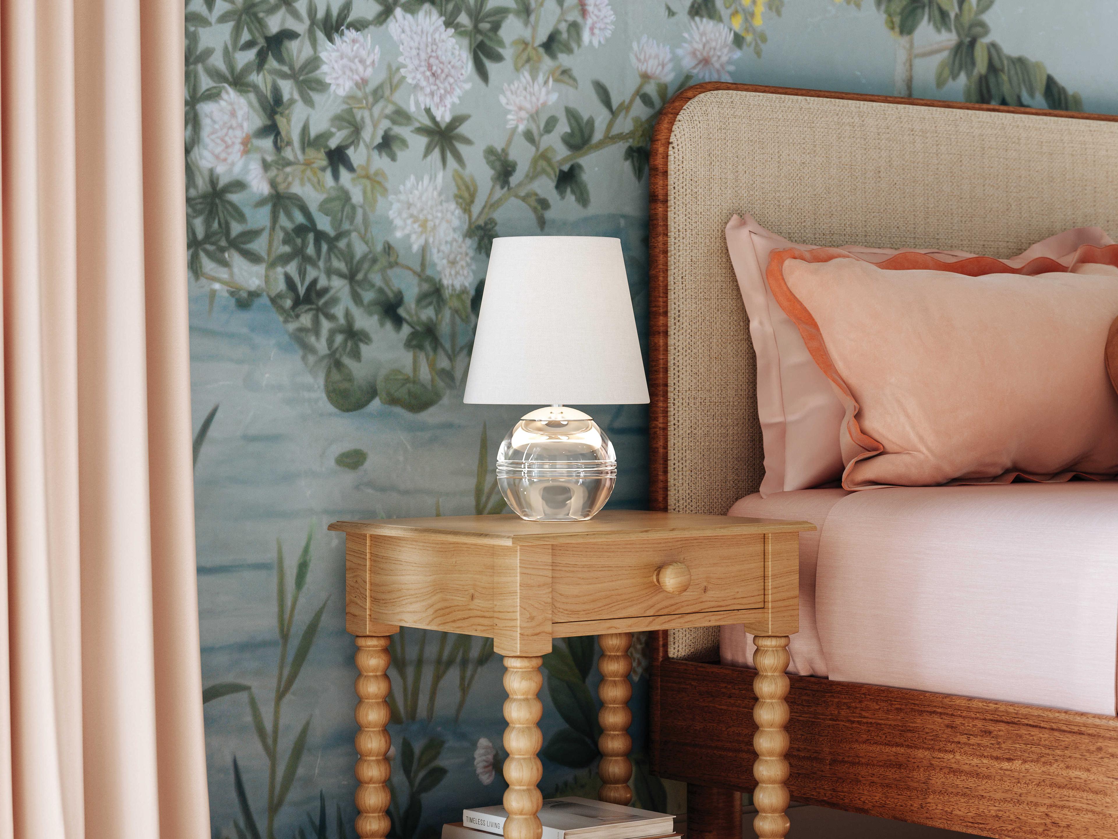 Mitzi Nicole Polished Nickel White Linen Fabric Table Lamp