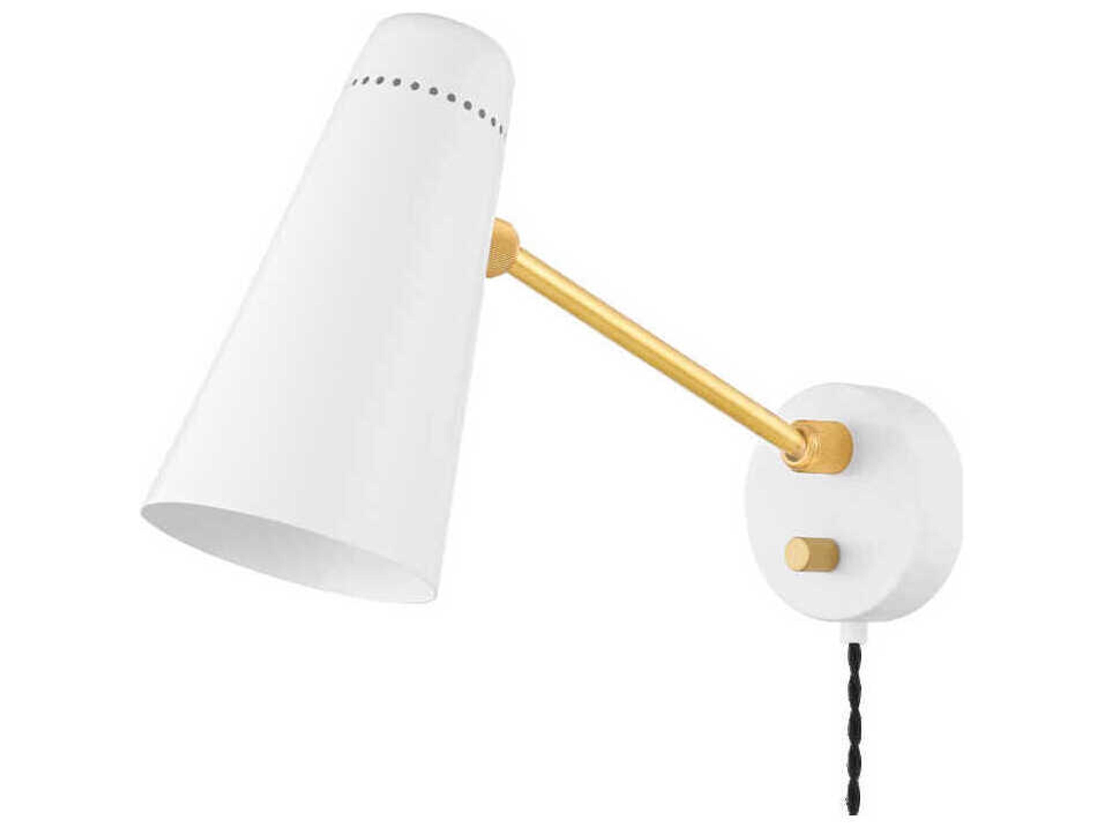 Alex 1-Light Aged Brass White Swing Wall Sconce