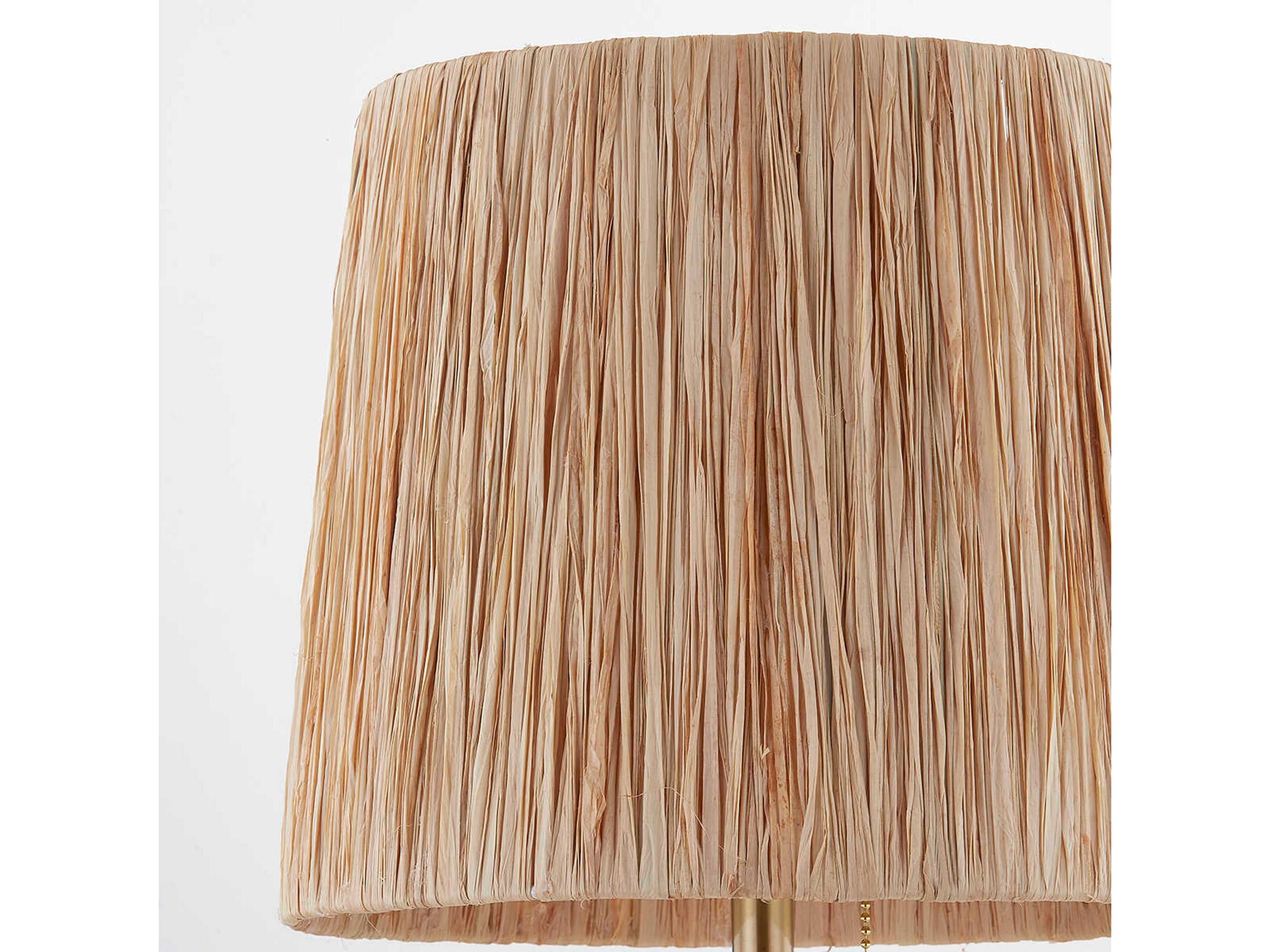 Mitzi Aneesa Aged Brass Natural Raffia White Table Lamp