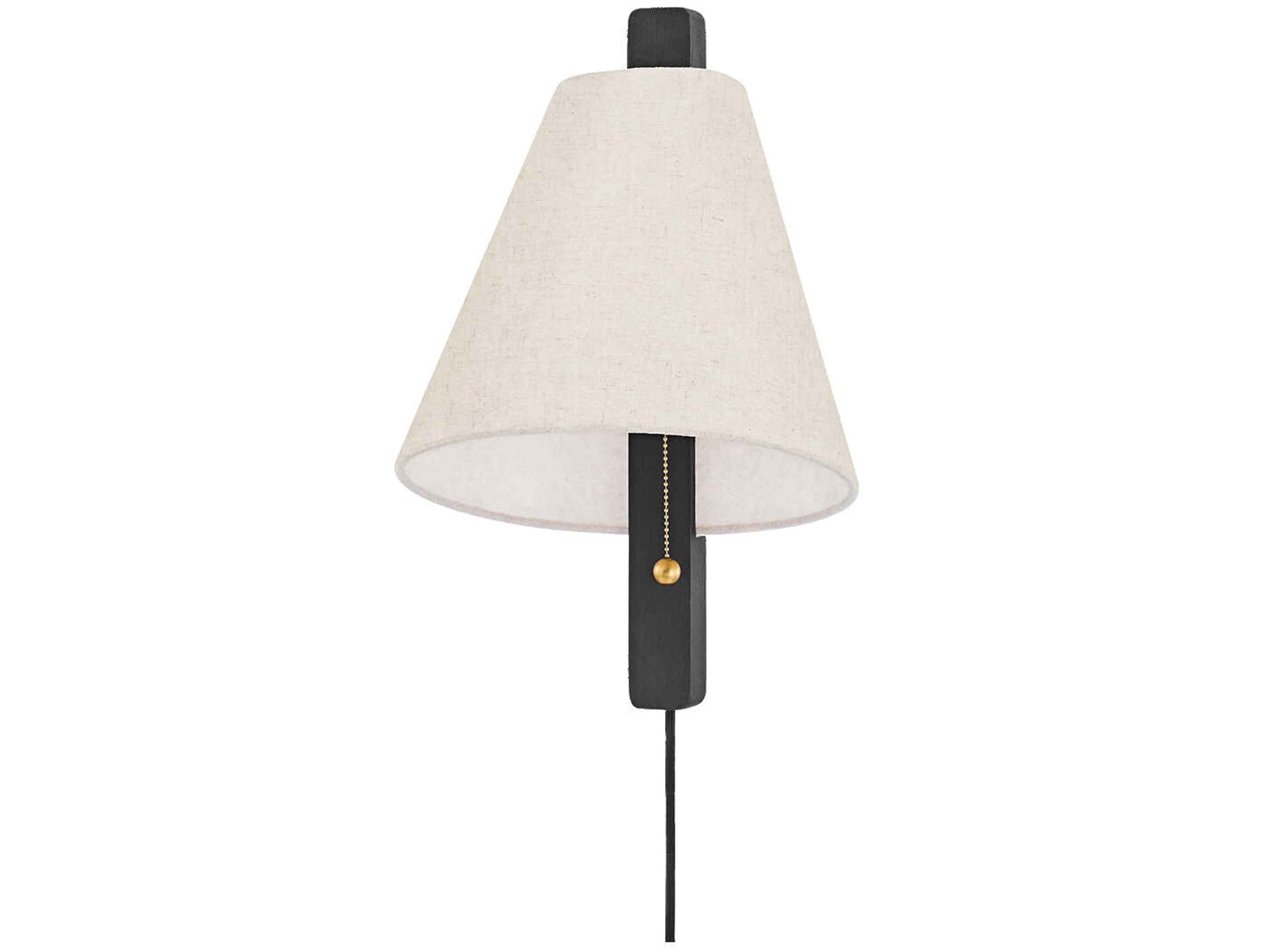 Ellen 1-Light Aged Brass & Wood Charred Ash Wall Sconce