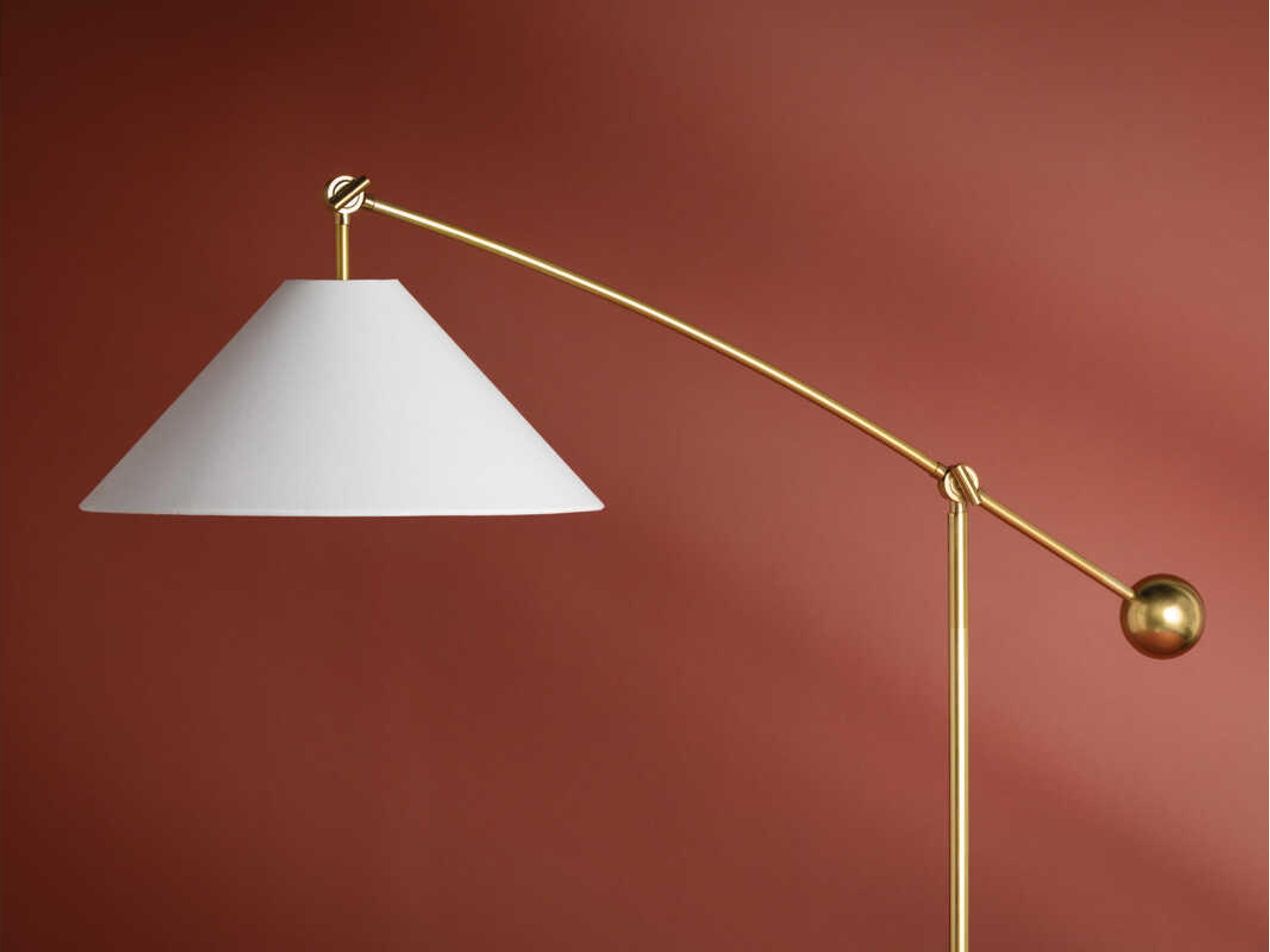 Mitzi Birdie Aged Brass White Linen Floor Lamp
