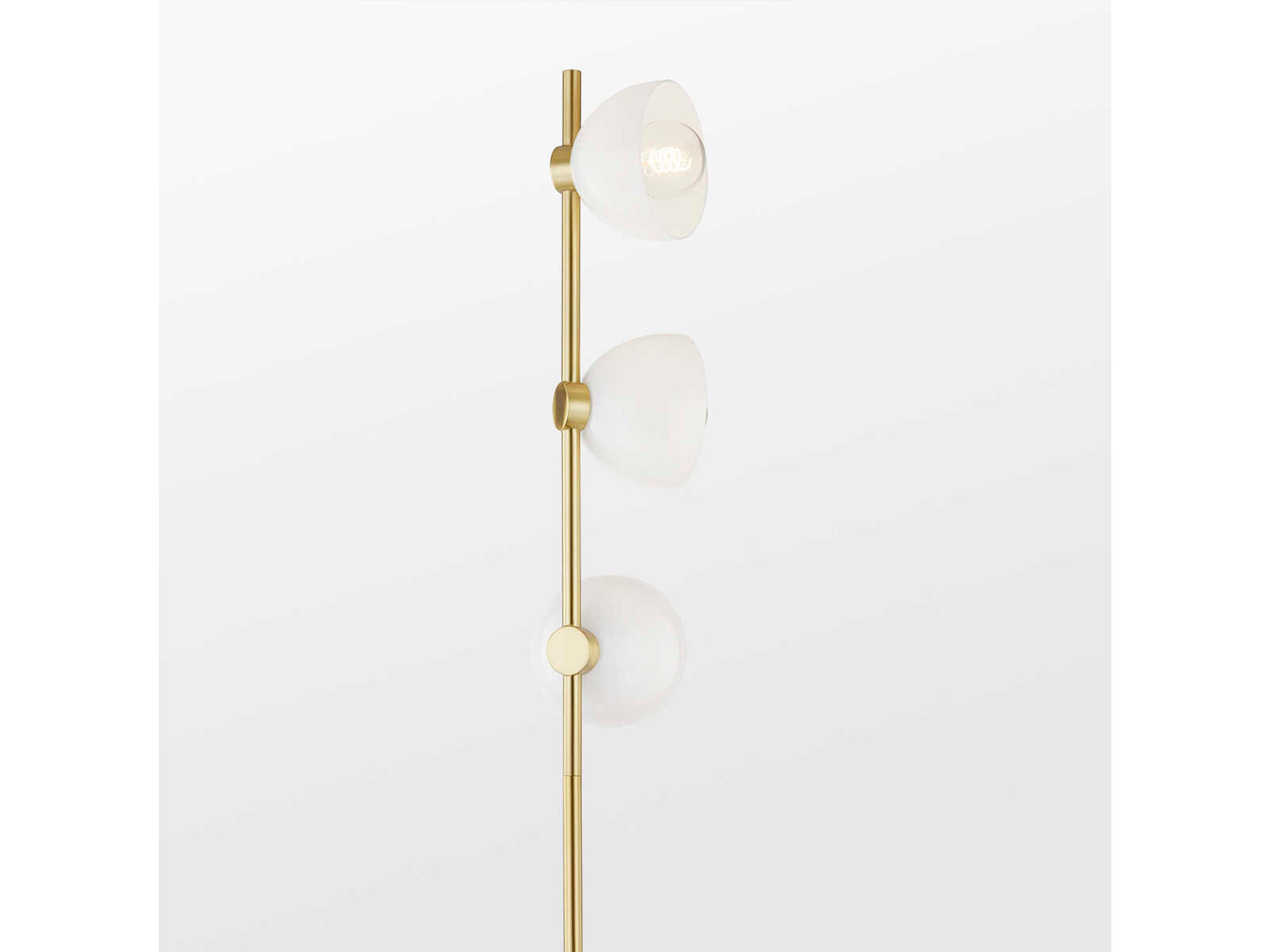 Mitzi Belle Aged Brass Opal Glossy Glass Floor Lamp
