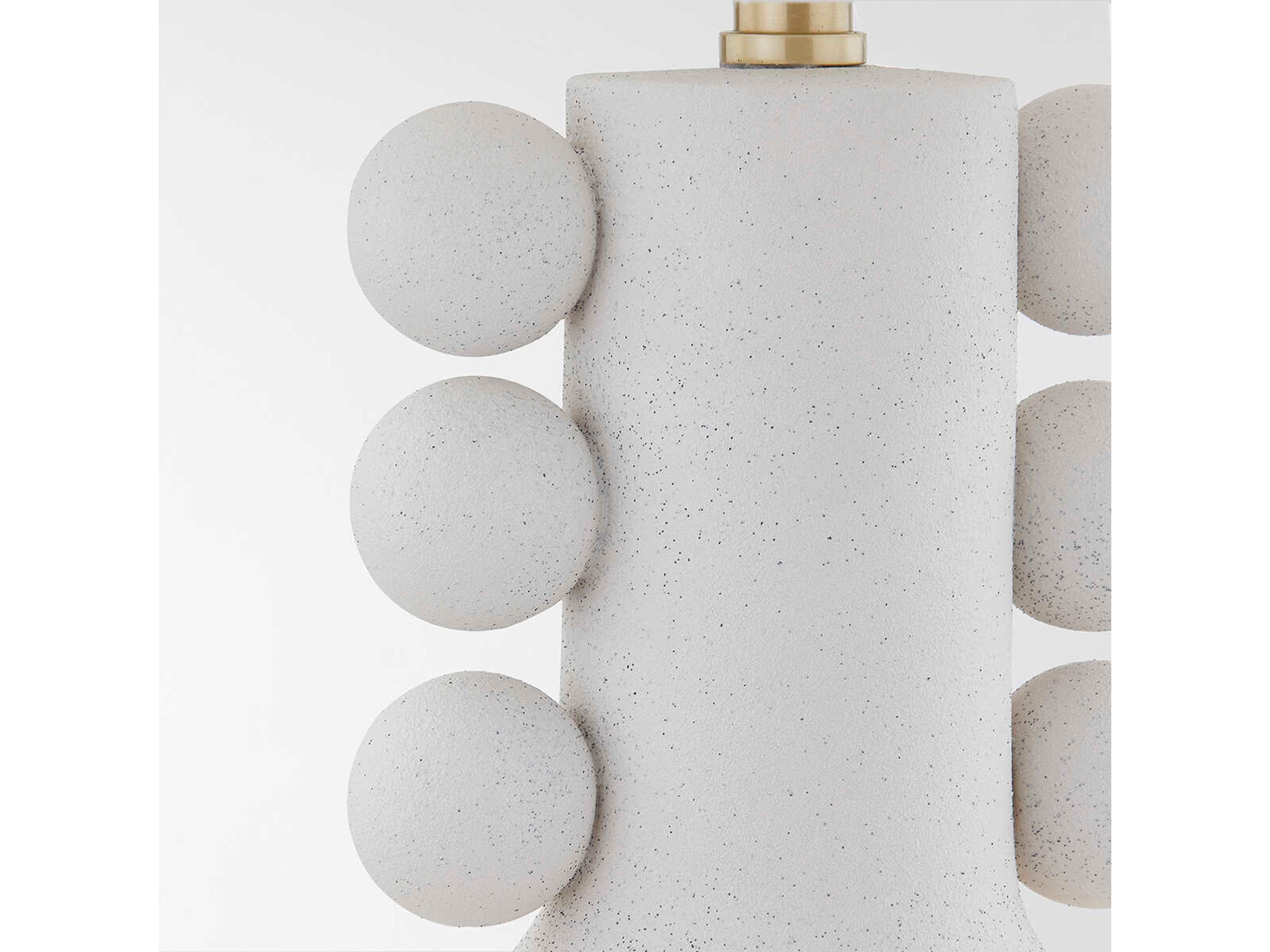 Mitzi Amalia Aged Brass White Linen Gray Table Lamp