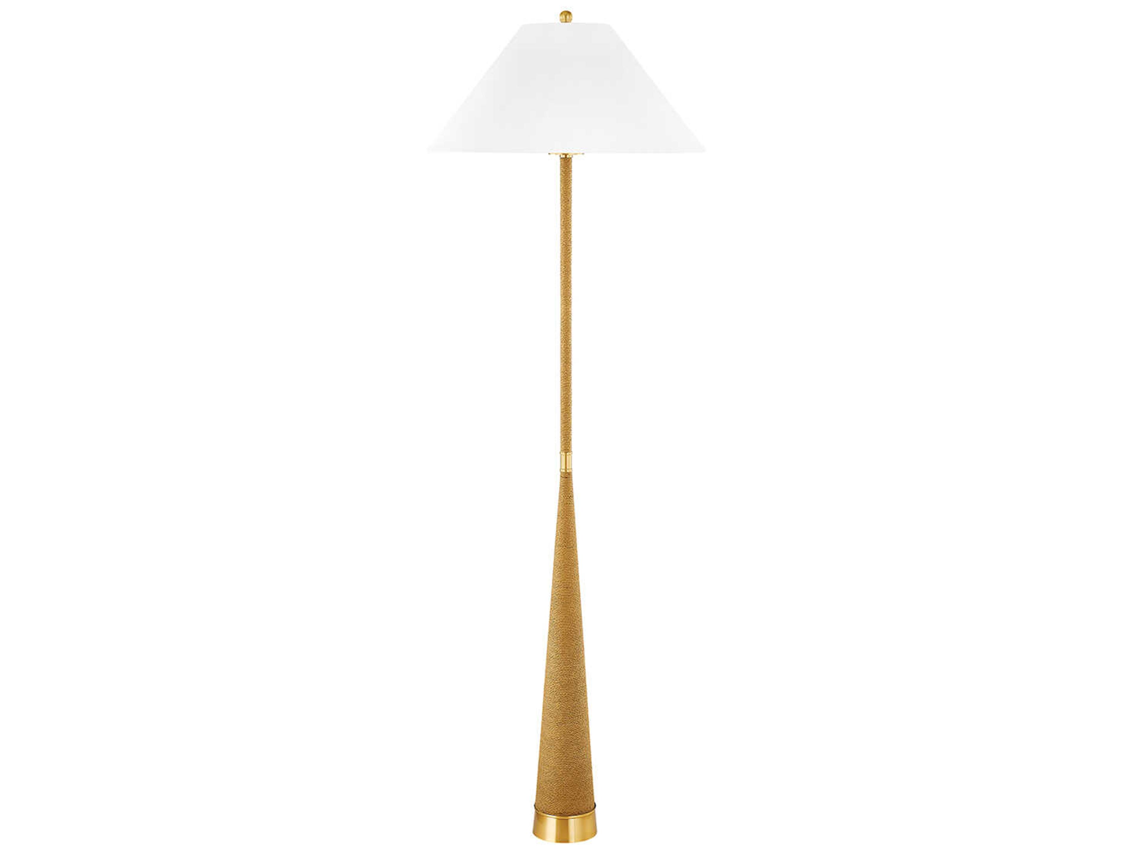 Indie Aged Brass White Linen Floor Lamp