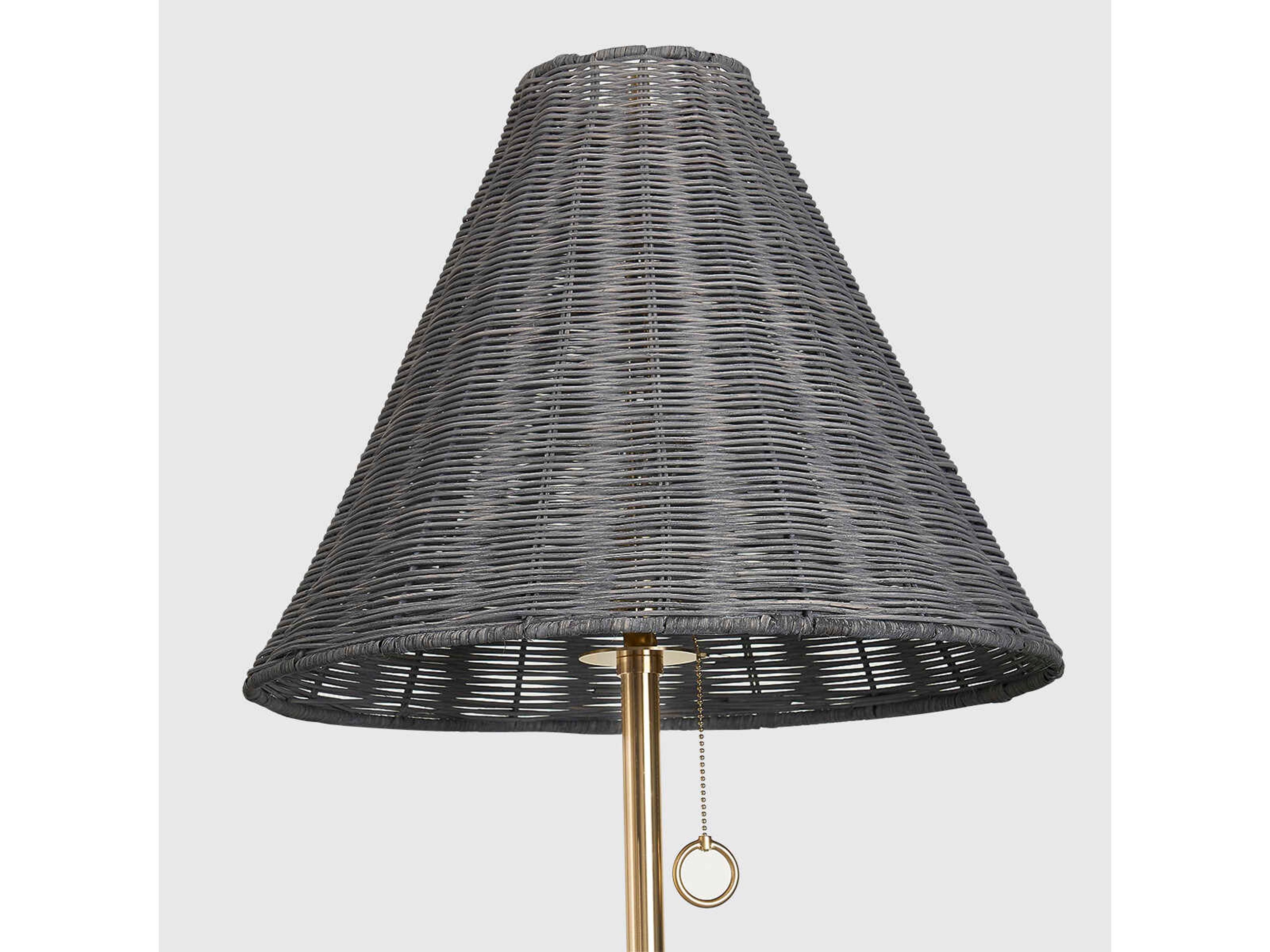Mitzi Destiny Aged Brass Gray Natural Wicker Floor Lamp