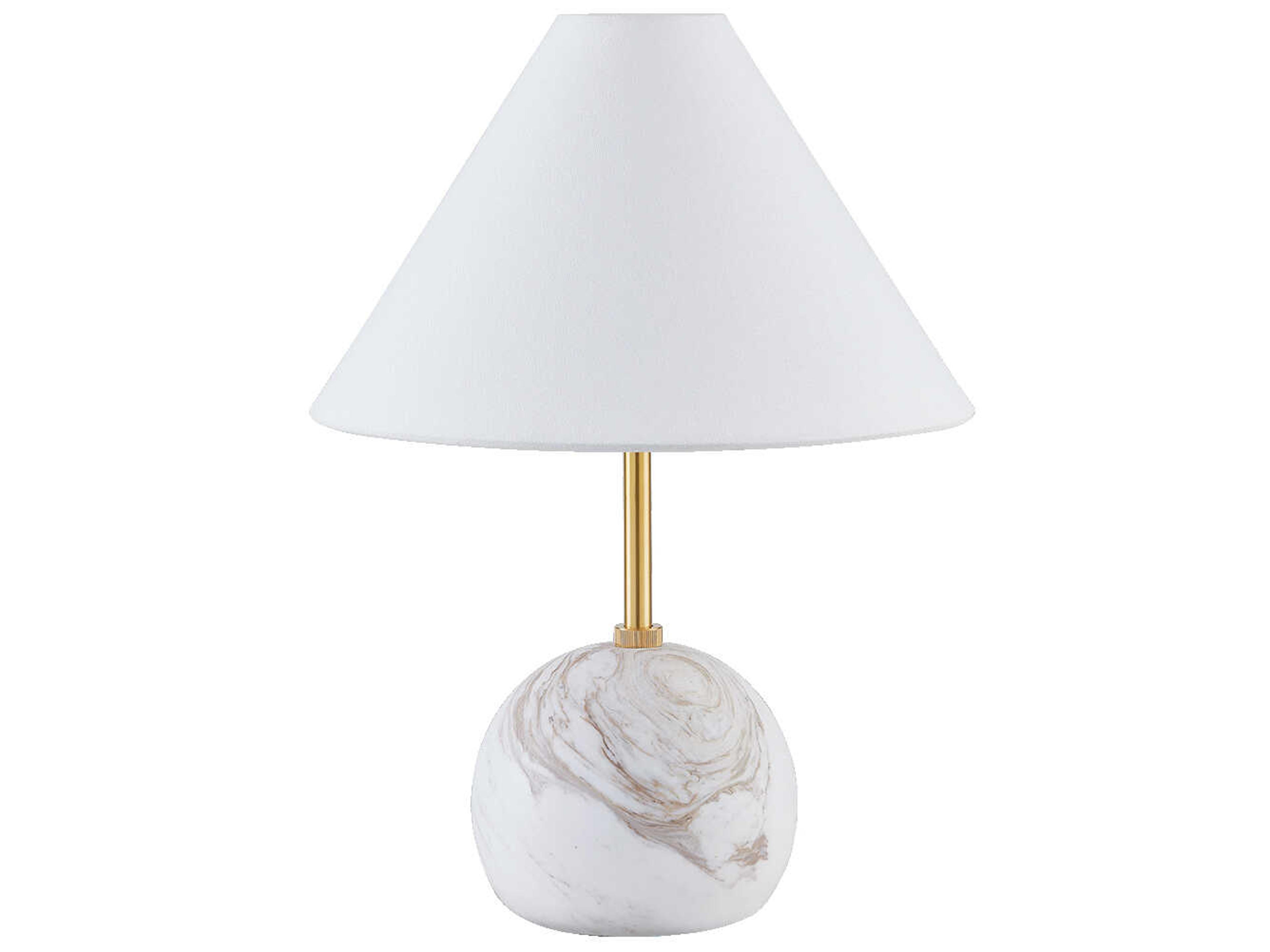 Jewel Aged Brass White Table Lamp