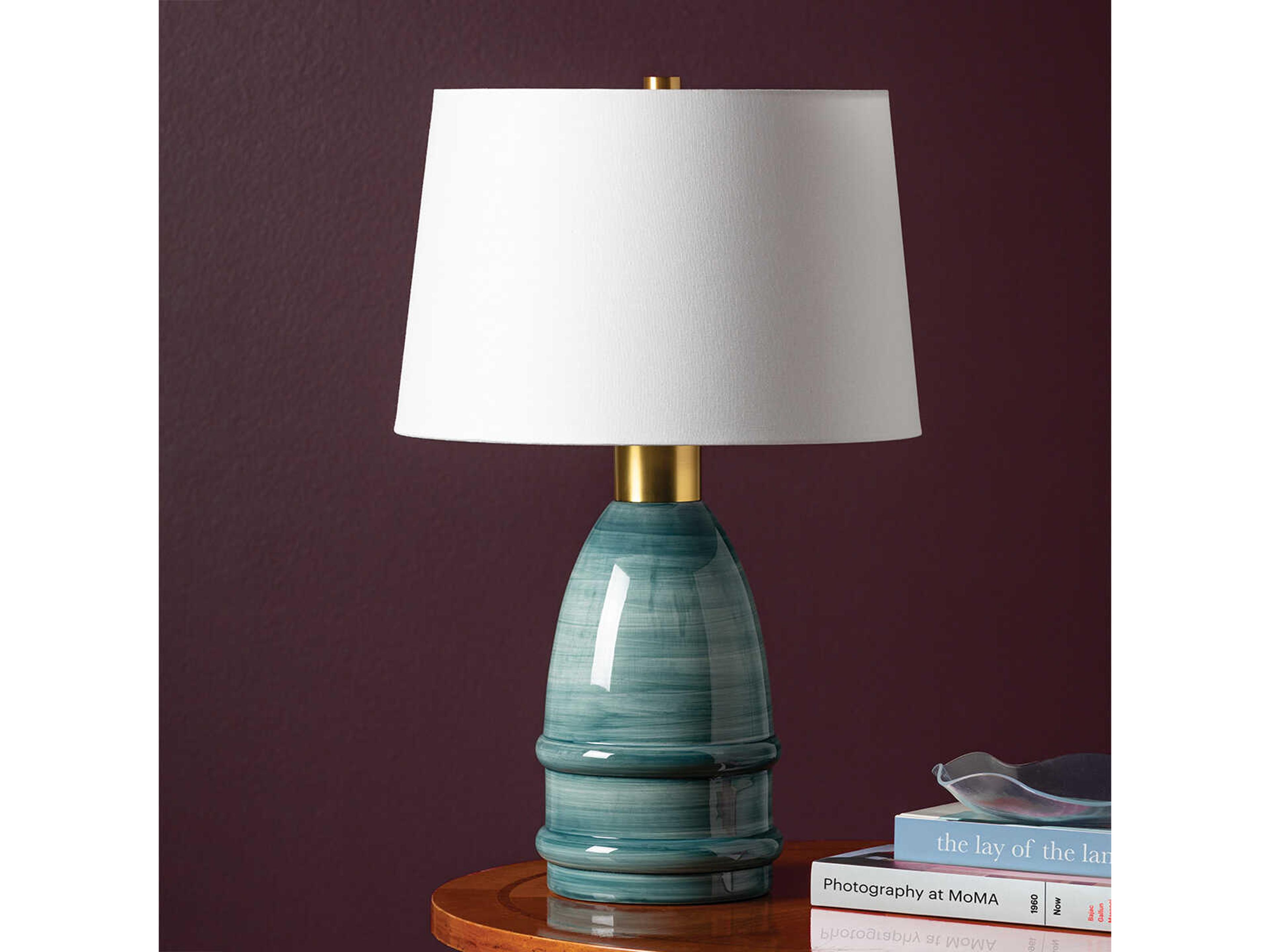 Mitzi Tenley Aged Brass Ceramic Inchyra Blue Buffet Lamp