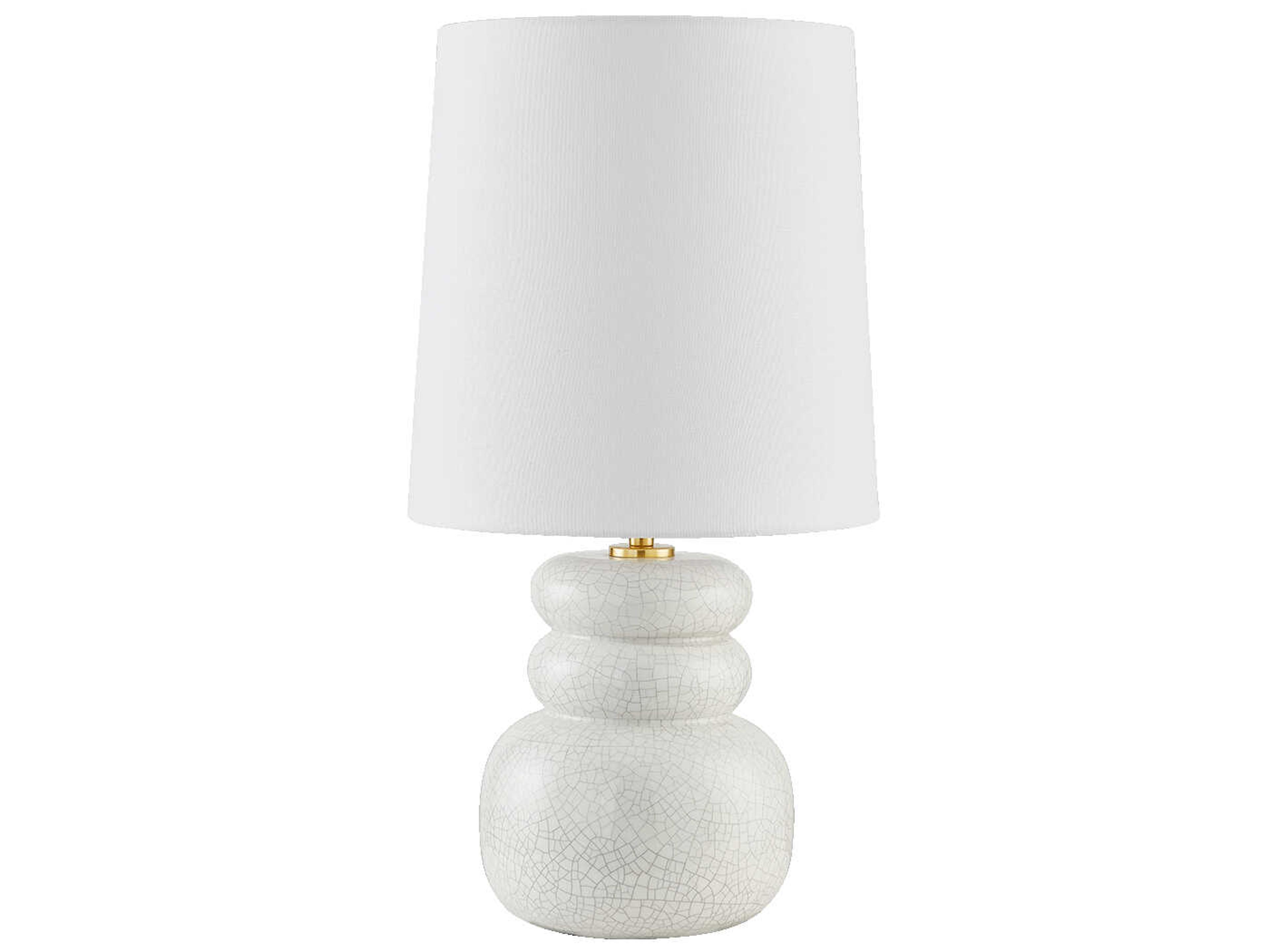 Corinne Aged Brass Ceramic Peignoir Crackle White Table Lamp