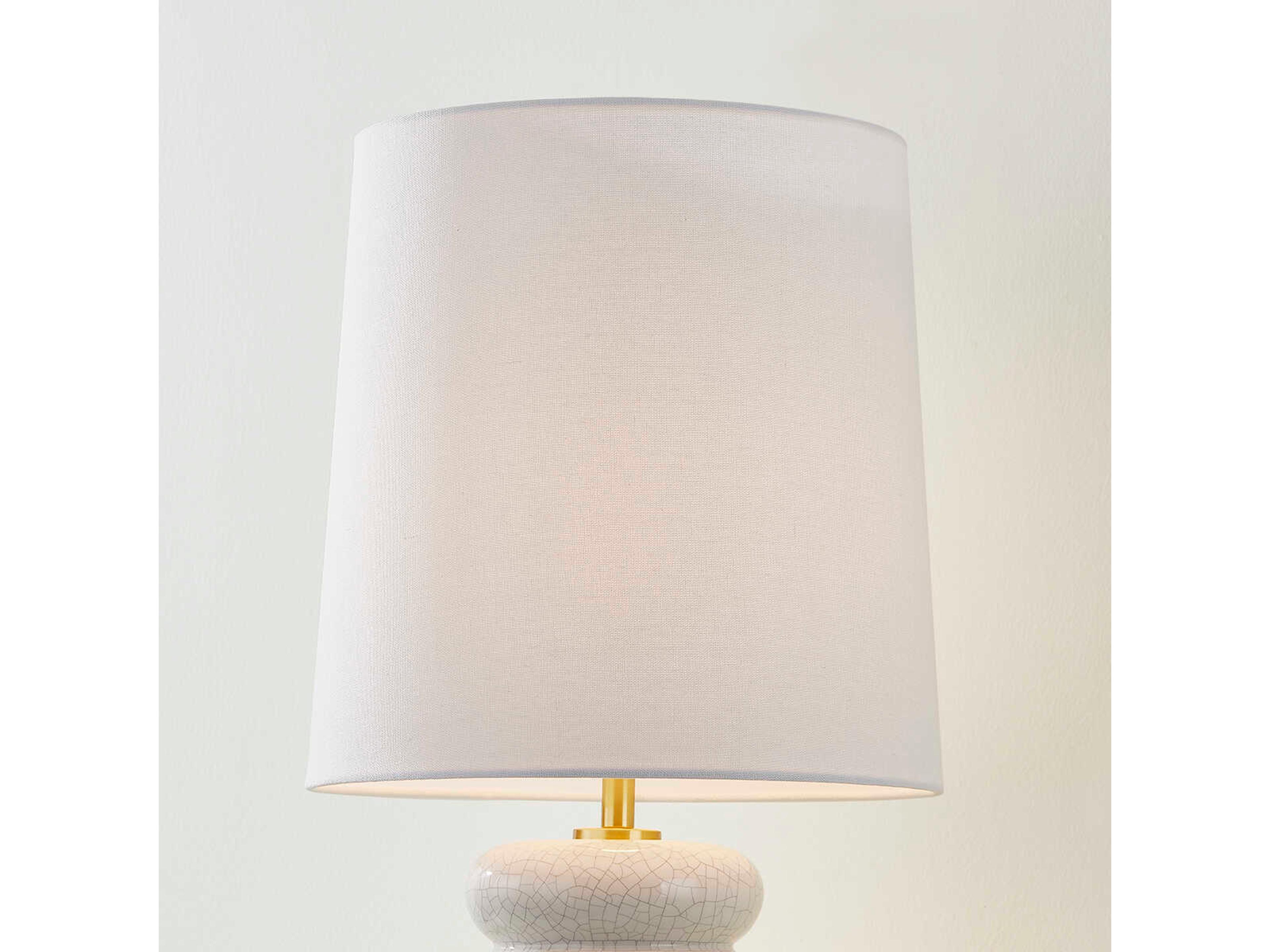 Mitzi Corinne Aged Brass Ceramic Peignoir Crackle White Table Lamp