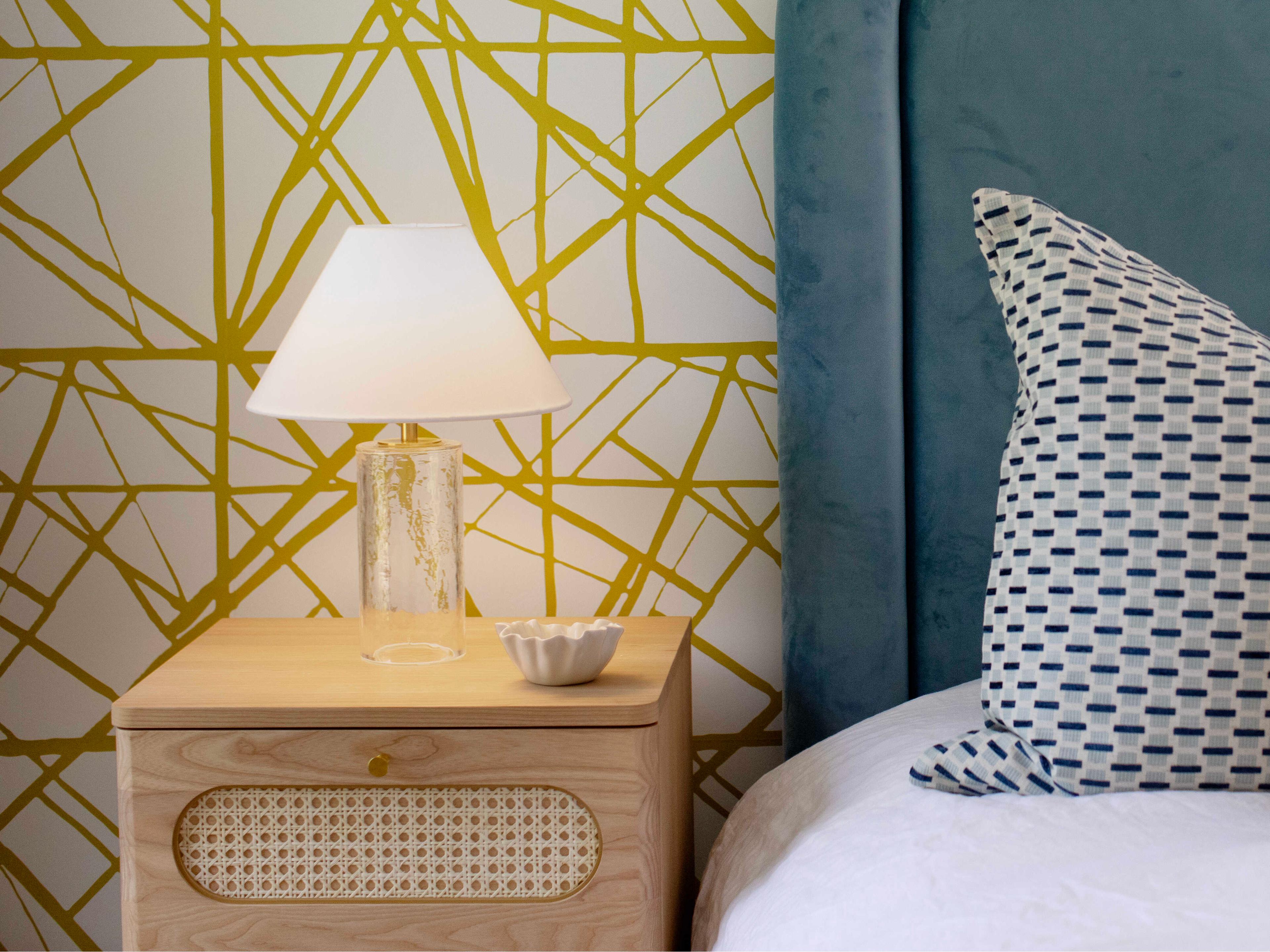 Mitzi Mandy Aged Brass White Linen Clear Table Lamp