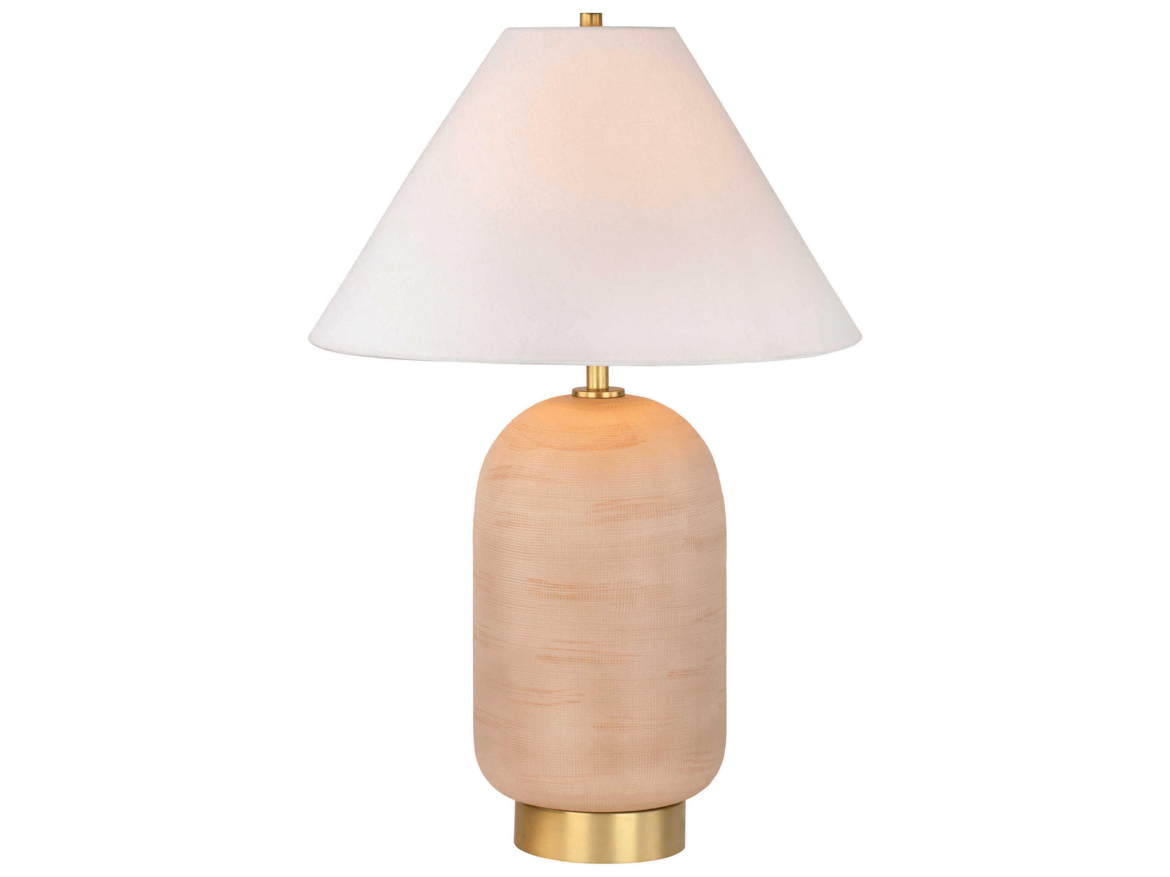 Mitzi Raven Aged Brass White Linen Fabric Pink Buffet Lamp