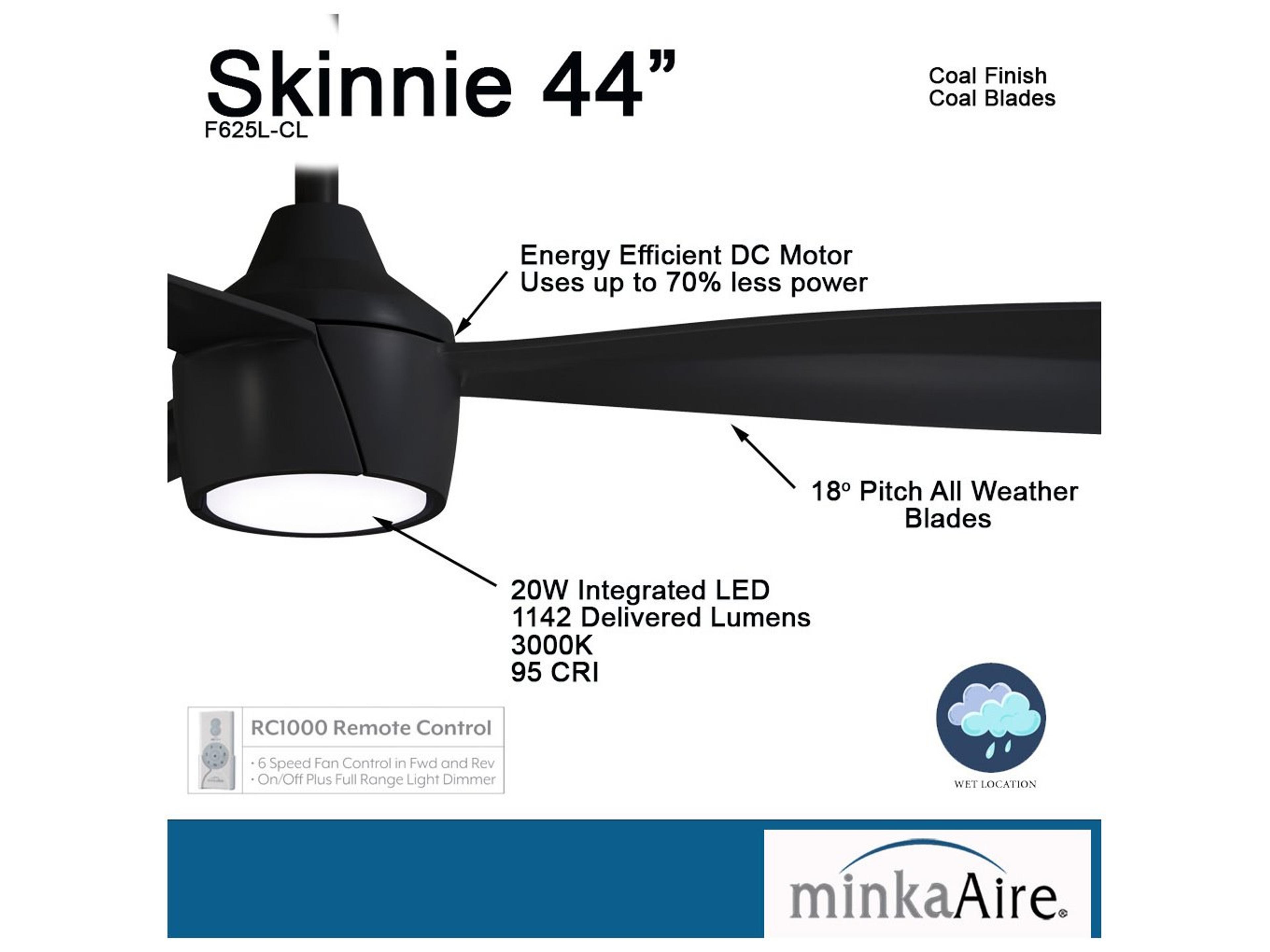 Minka-Aire Skinnie 1 - Light 44" LED Outdoor Ceiling Fan