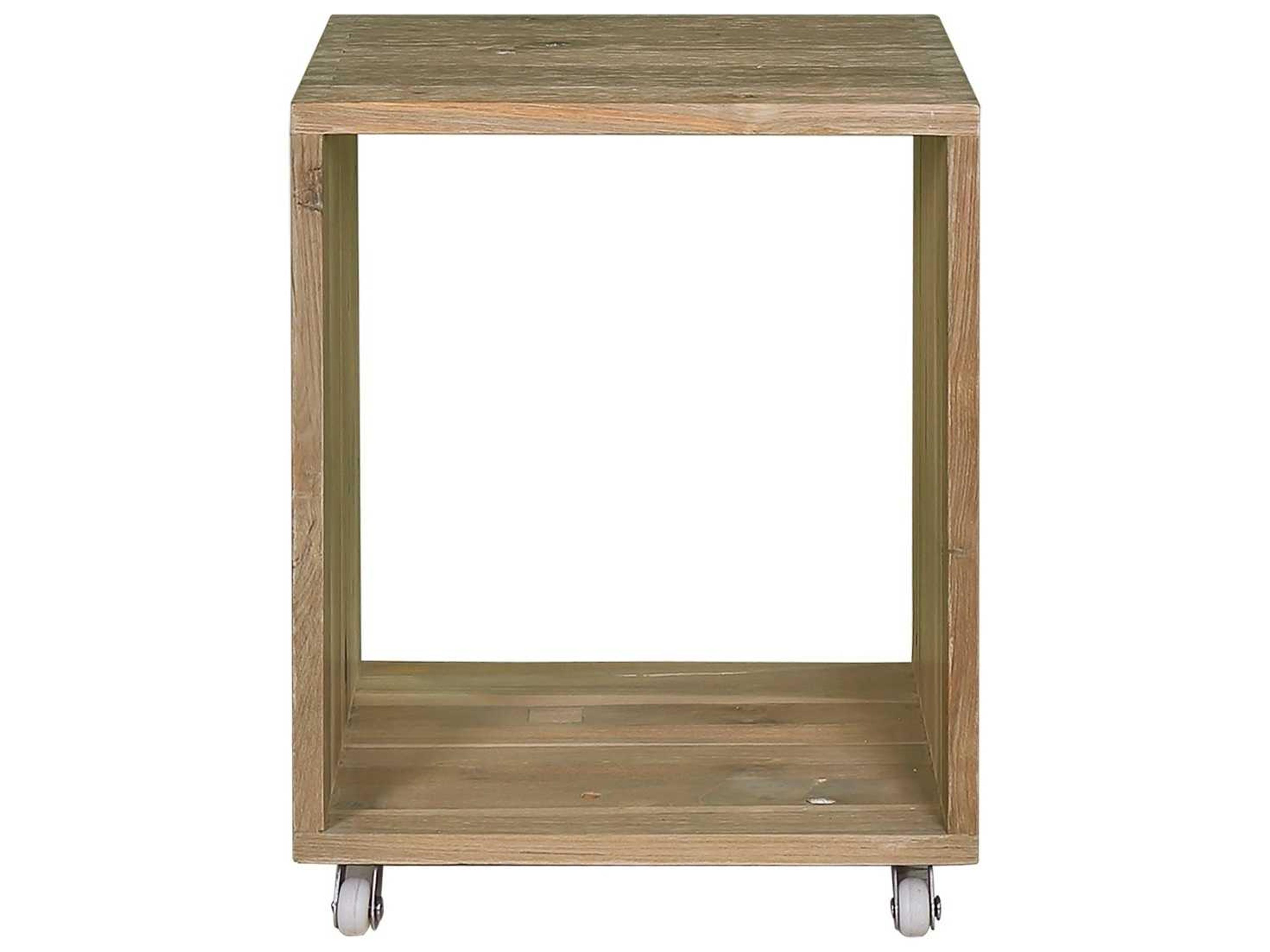 MamaGreen Aiko Teak Square Rolling Outdoor End Table