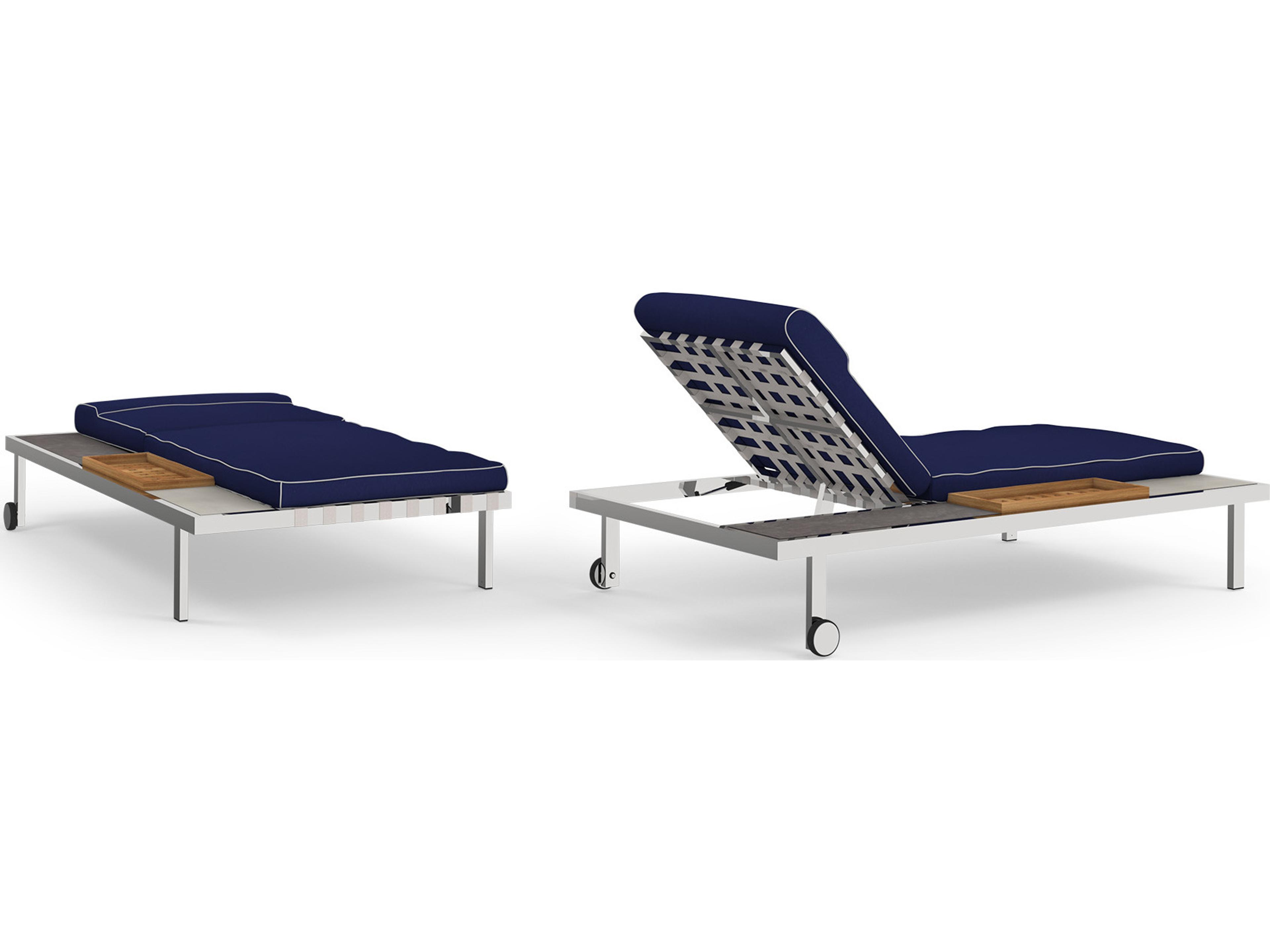 MamaGreen Albatross Stainless Steel Multi-Location Sunbed Outdoor Chaise Lounge with Side Tray