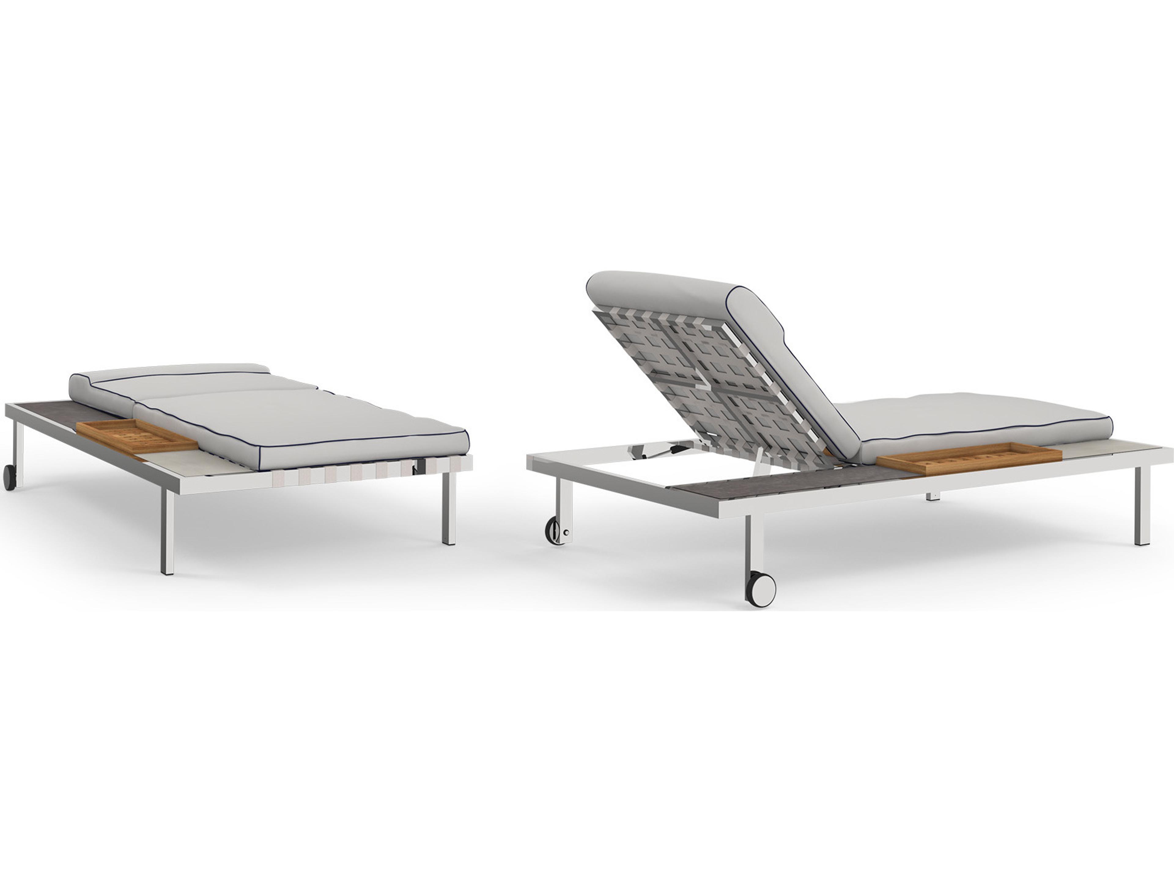 MamaGreen Albatross Stainless Steel Multi-Location Sunbed Outdoor Chaise Lounge with Side Tray
