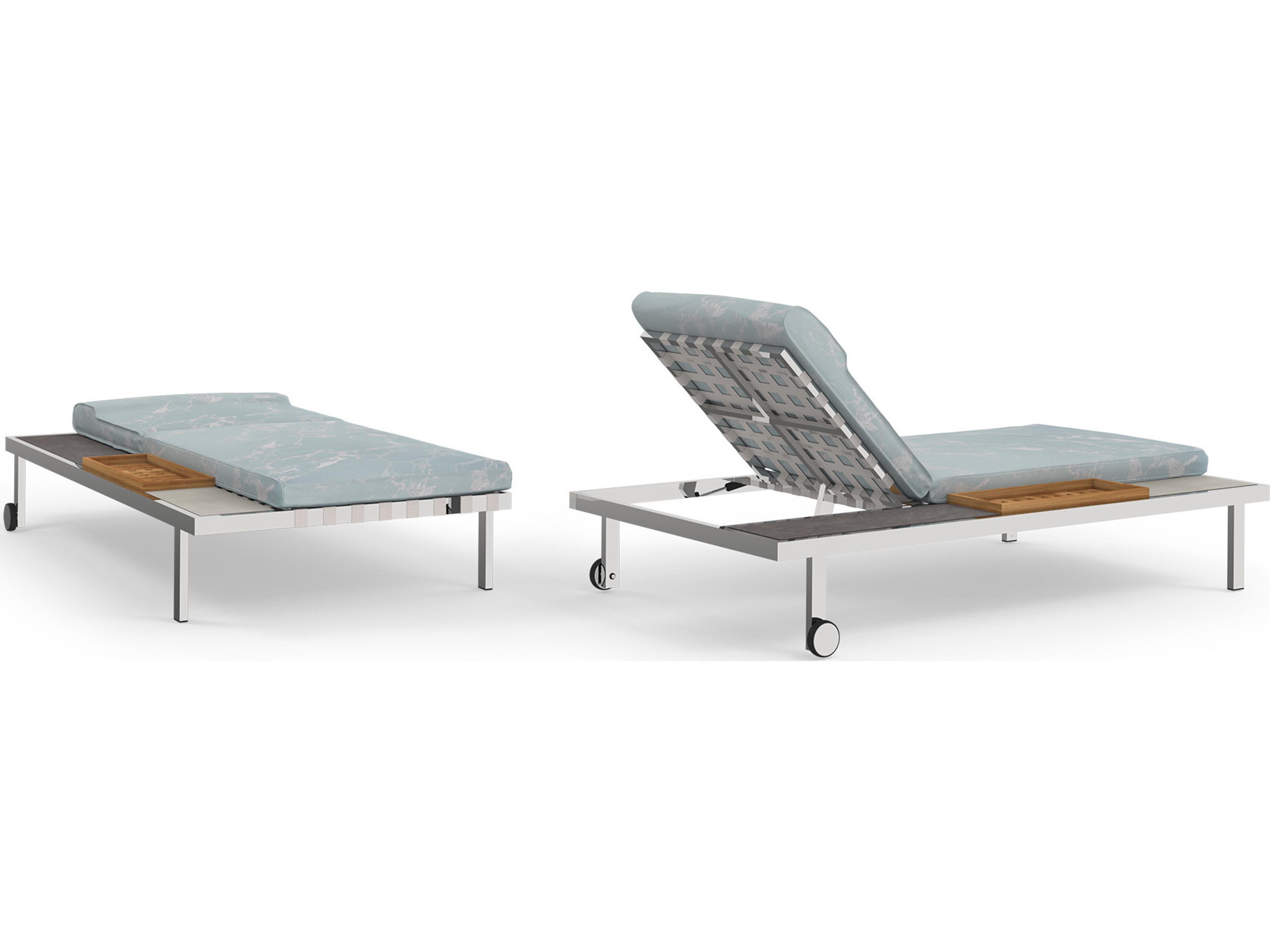 MamaGreen Albatross Stainless Steel Multi-Location Sunbed Outdoor Chaise Lounge with Side Tray