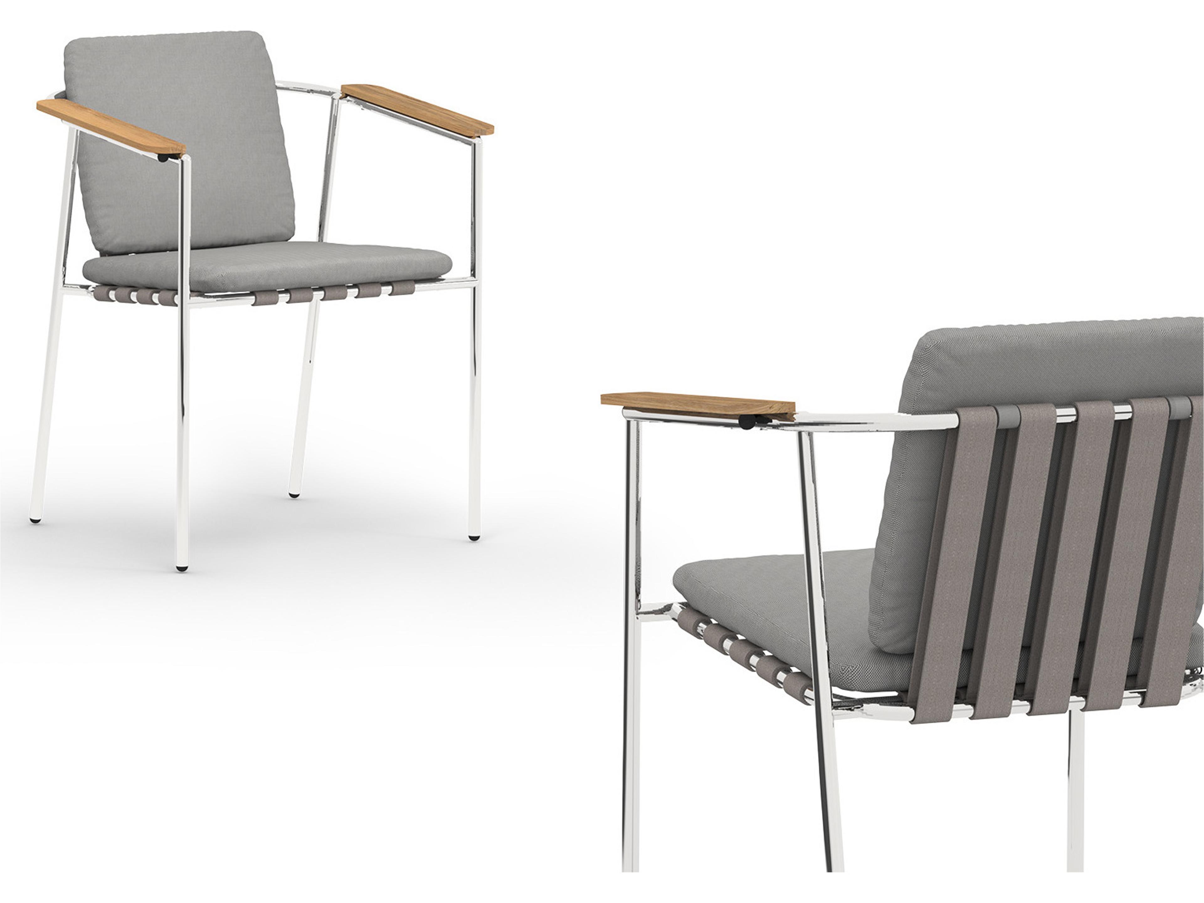 MamaGreen Albatross Stainless Steel Outdoor Patio Dining Arm Chair - Mirror Polished