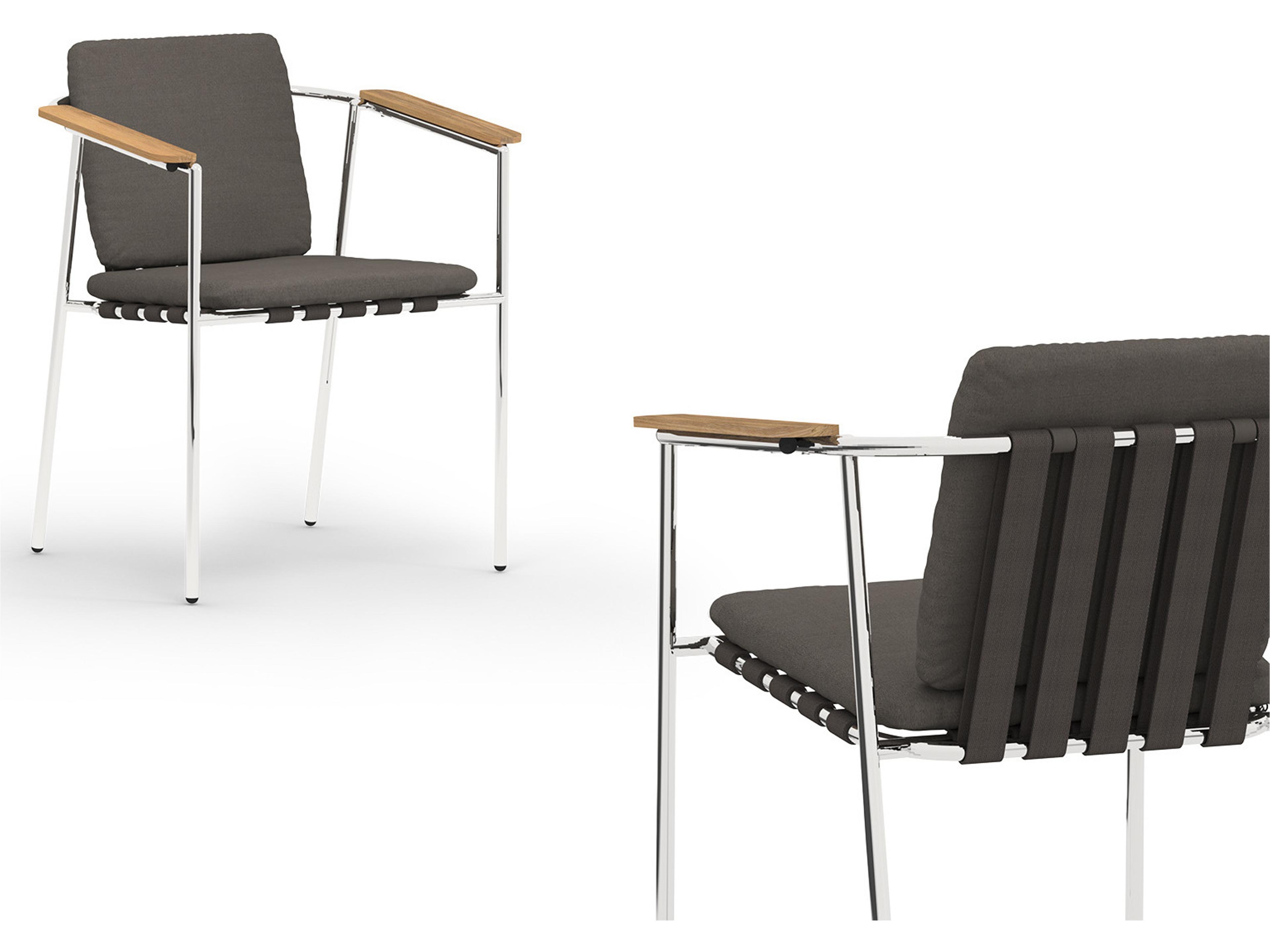 MamaGreen Albatross Stainless Steel Outdoor Patio Dining Arm Chair - Mirror Polished