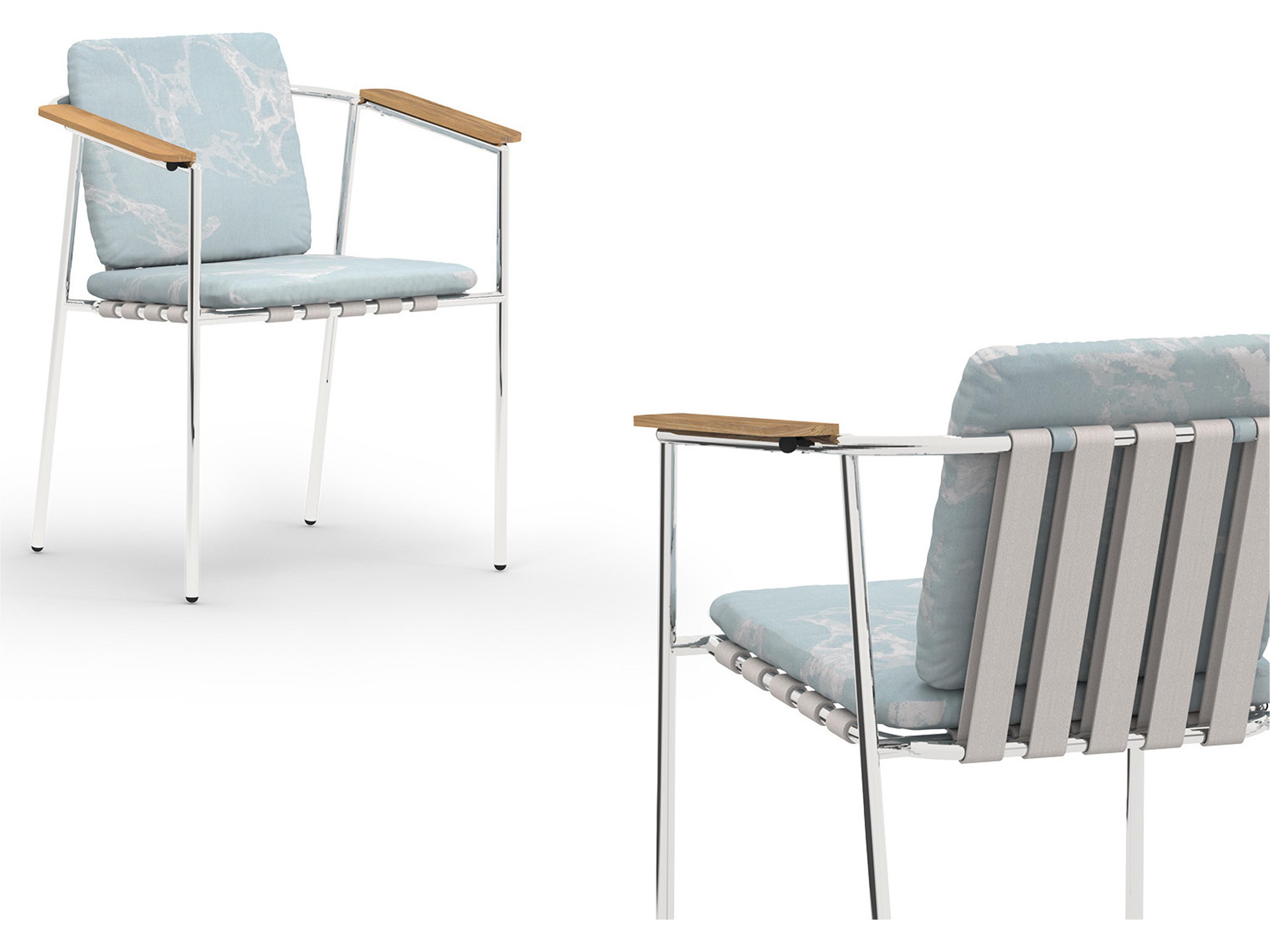 MamaGreen Albatross Stainless Steel Outdoor Patio Dining Arm Chair - Mirror Polished