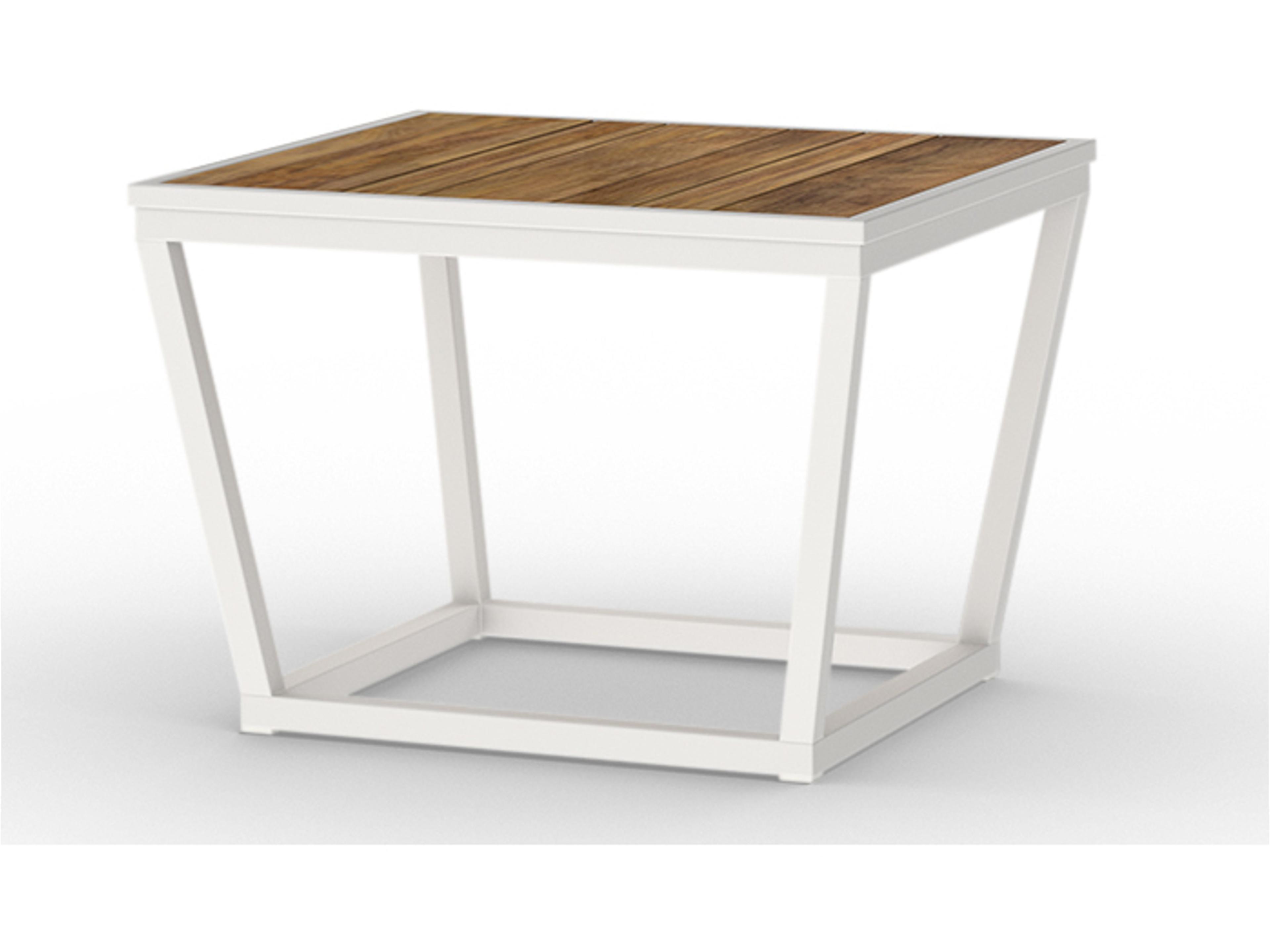 MamaGreen Bondi Aluminum Square Teak Top Outdoor Patio Coffee Table