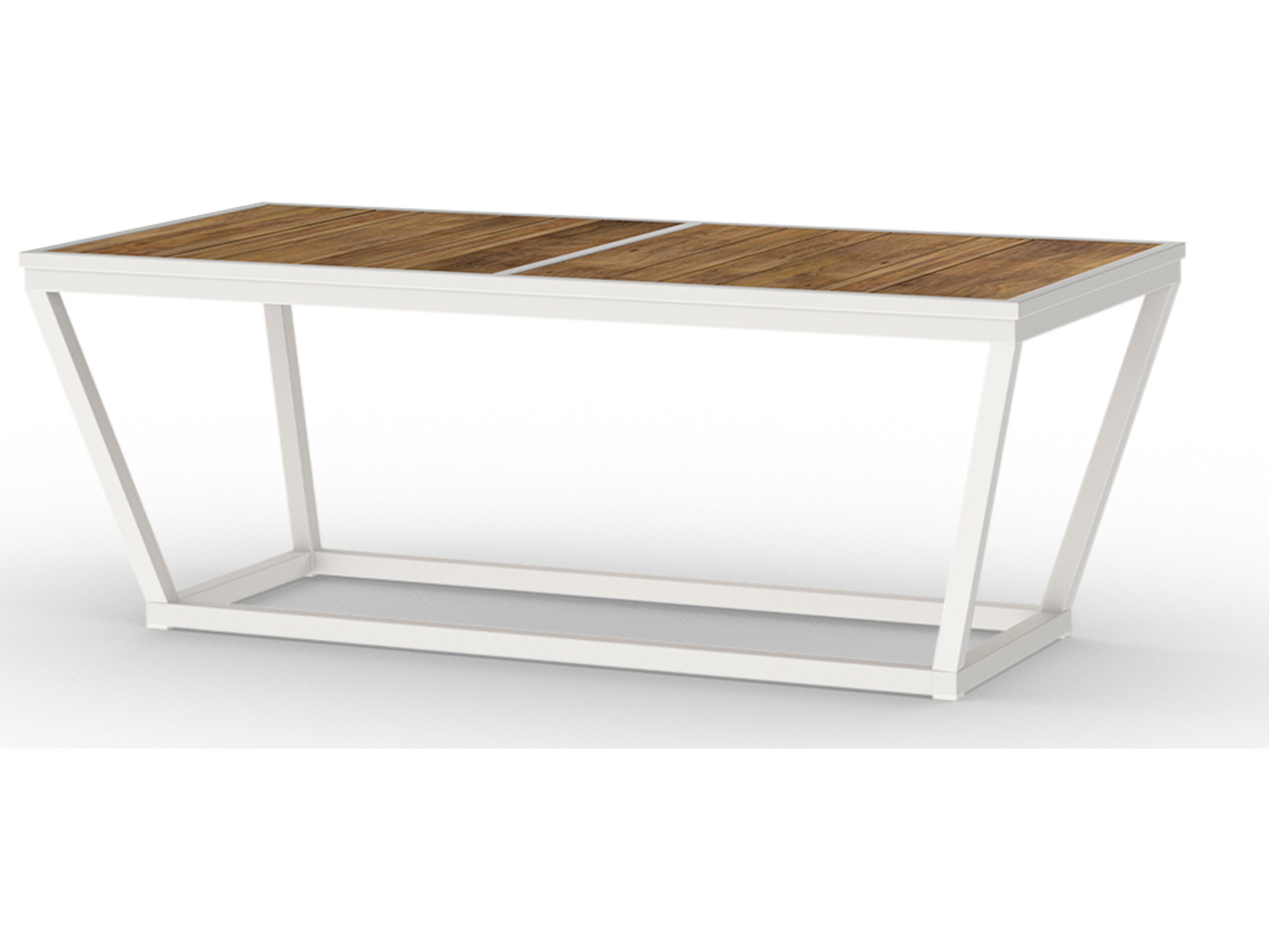 MamaGreen Bondi Aluminum Rectangular Teak Top Patio Coffee Table