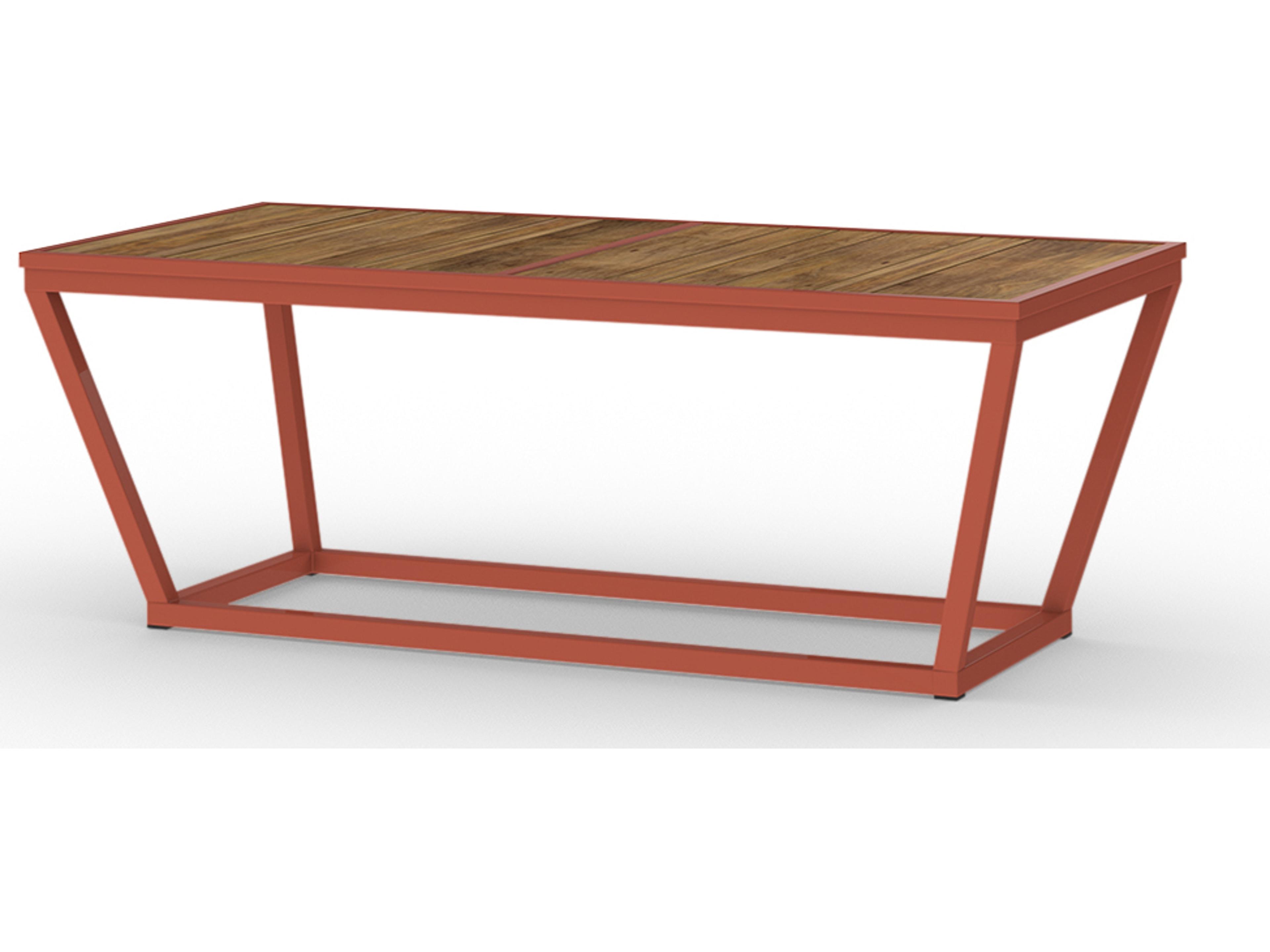 MamaGreen Bondi Aluminum Rectangular Teak Top Patio Coffee Table