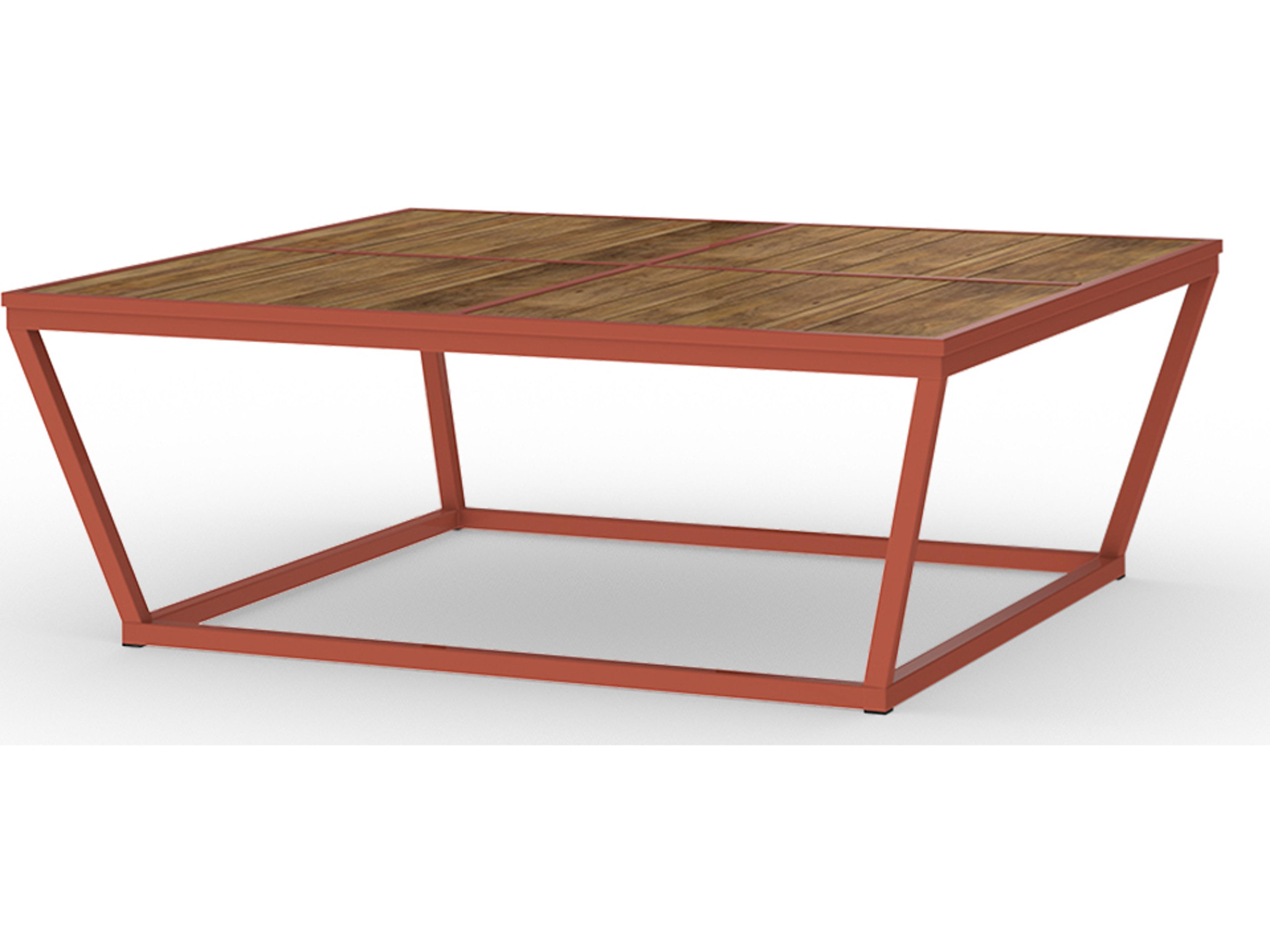 MamaGreen Bondi Aluminum Big Square Teak Top Outdoor Coffee Table