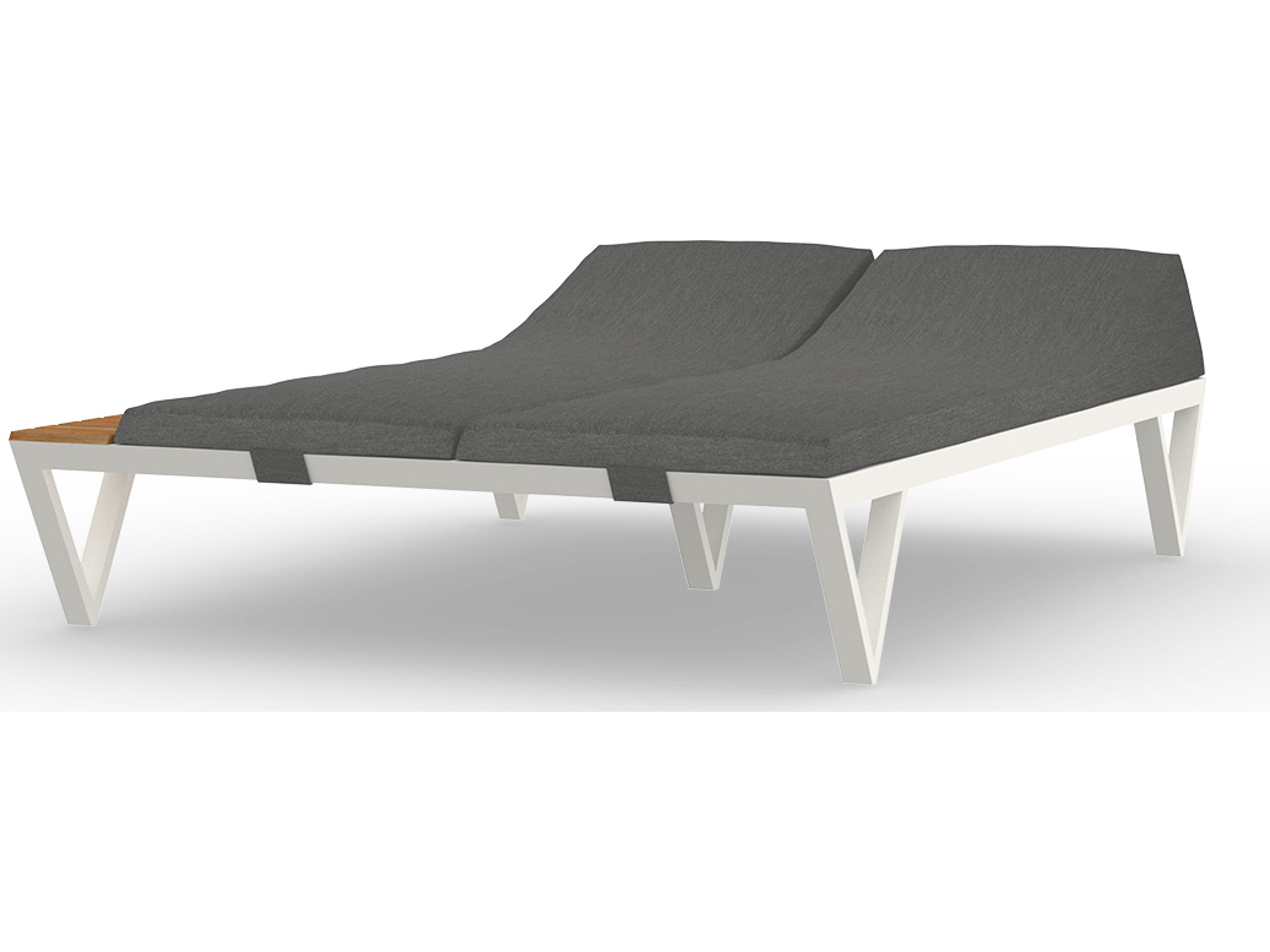 MamaGreen Bondi Aluminum Sunbed Double Outdoor Chaise Lounge with Tray Teak