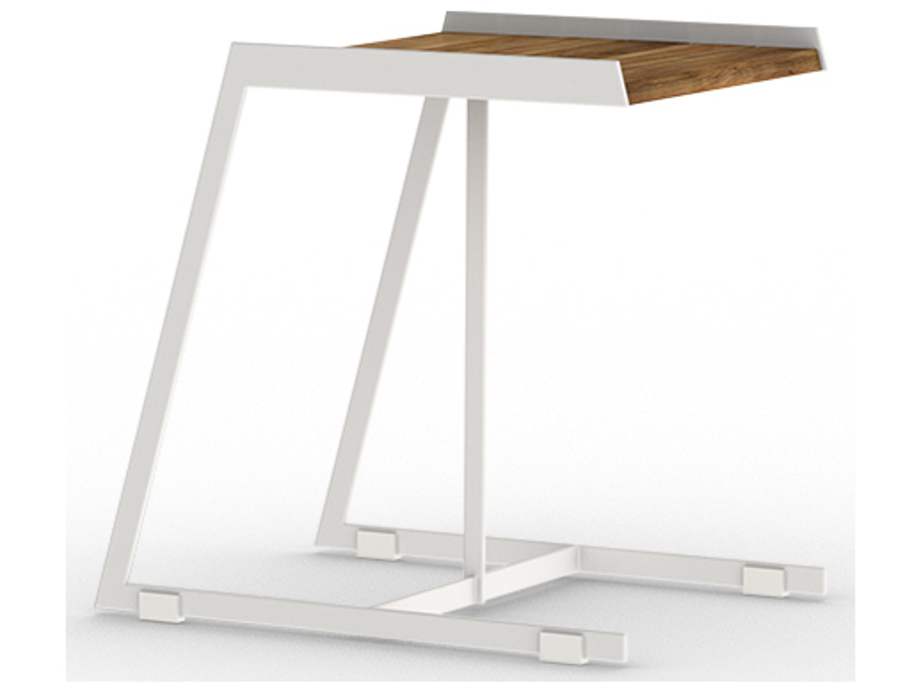 MamaGreen Bondi Aluminum Rectangular Teak Top C Patio Side Table