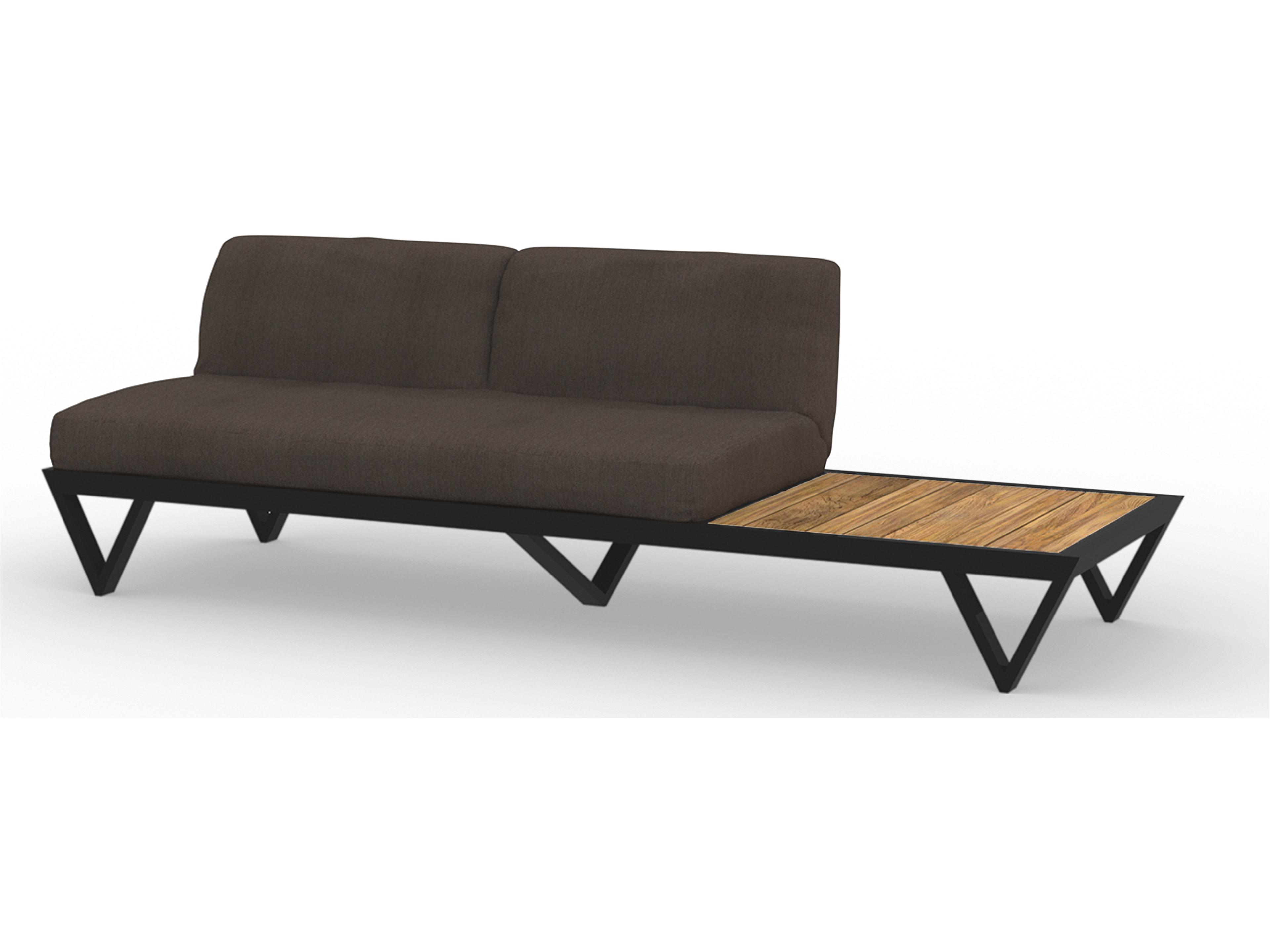 MamaGreen Bondi Belle Aluminum Sectional Outdoor Loveseat with Teak Table