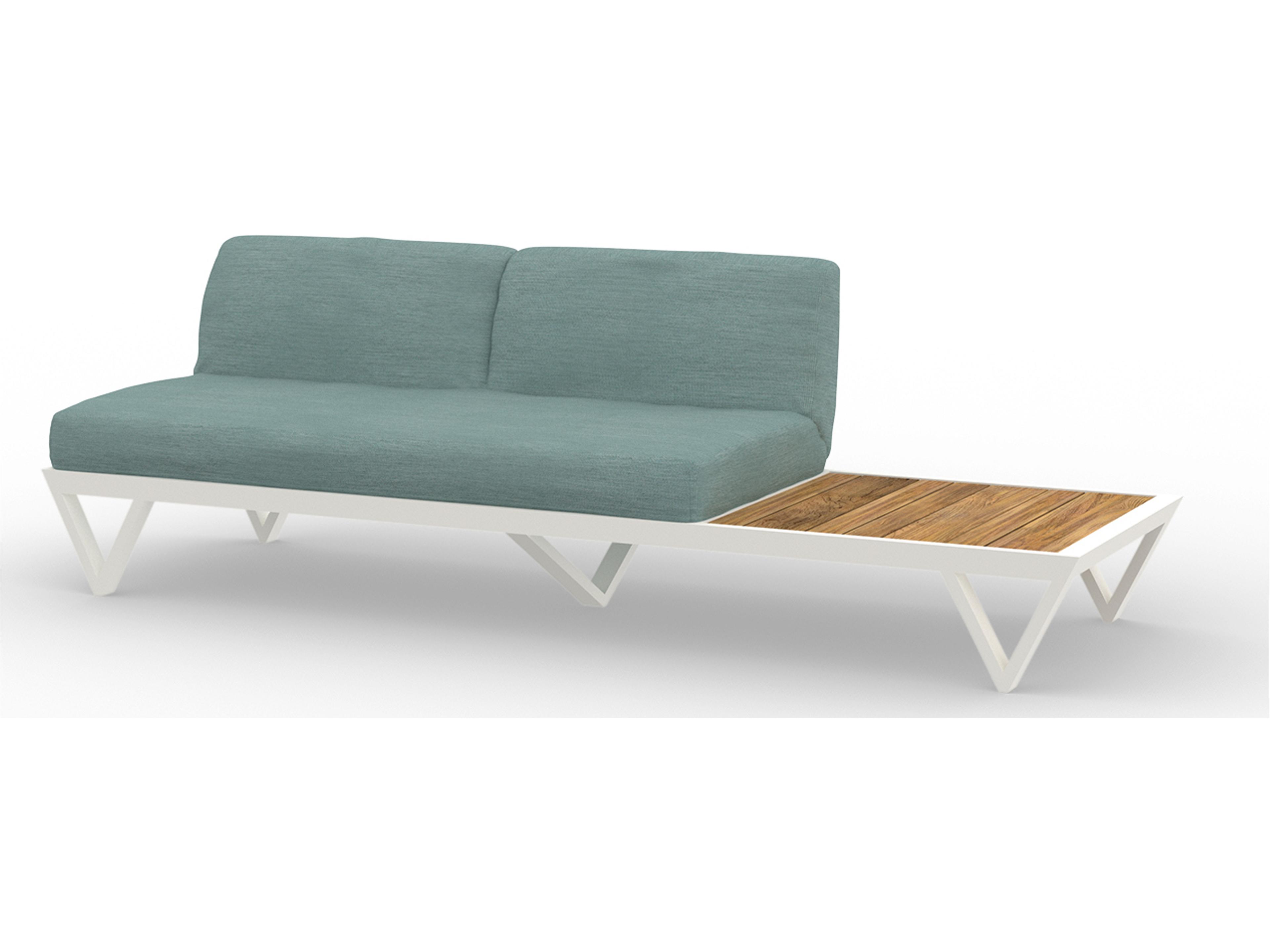 MamaGreen Bondi Belle Aluminum Sectional Outdoor Loveseat with Teak Table
