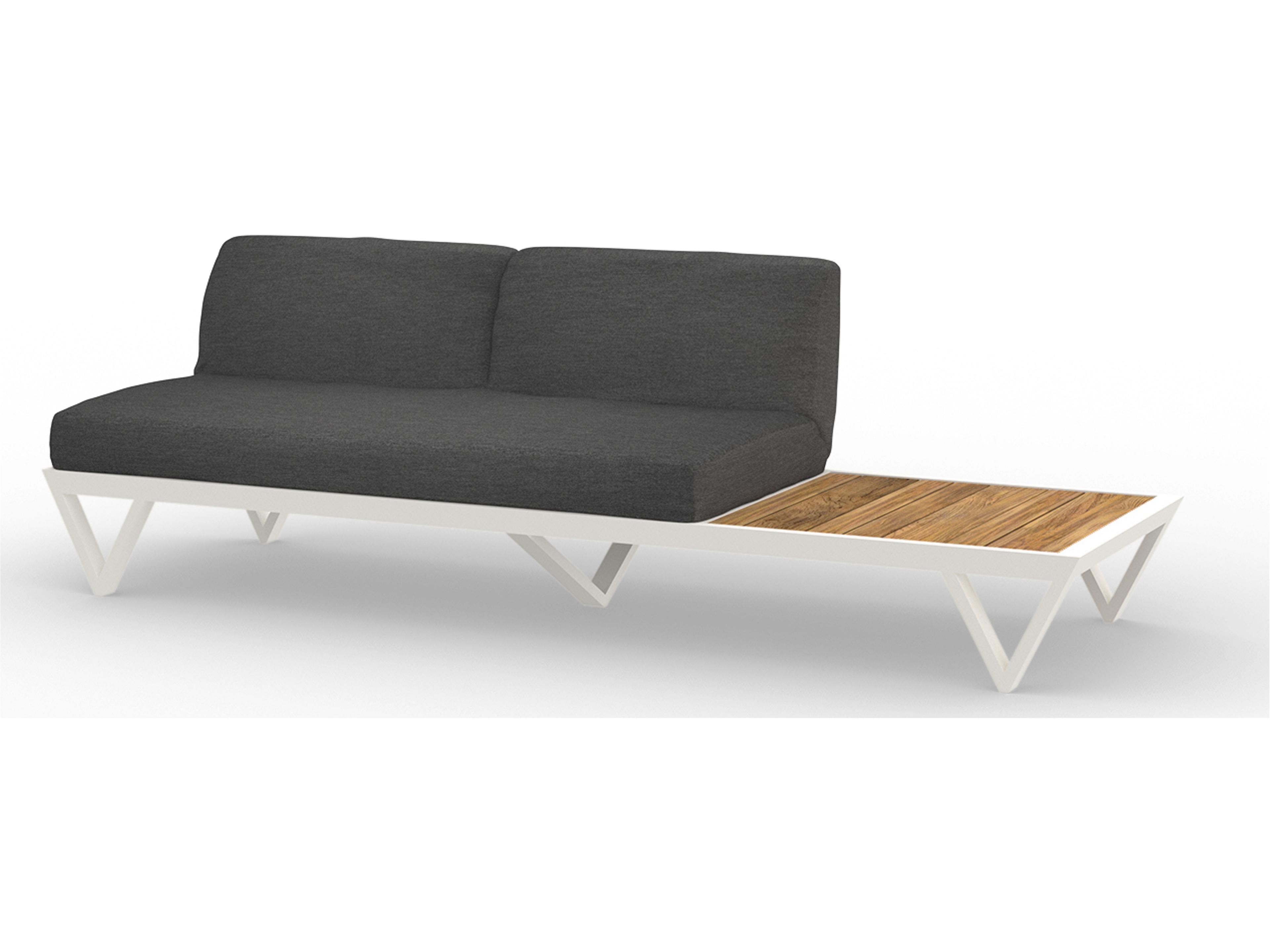 MamaGreen Bondi Belle Aluminum Sectional Outdoor Loveseat with Teak Table