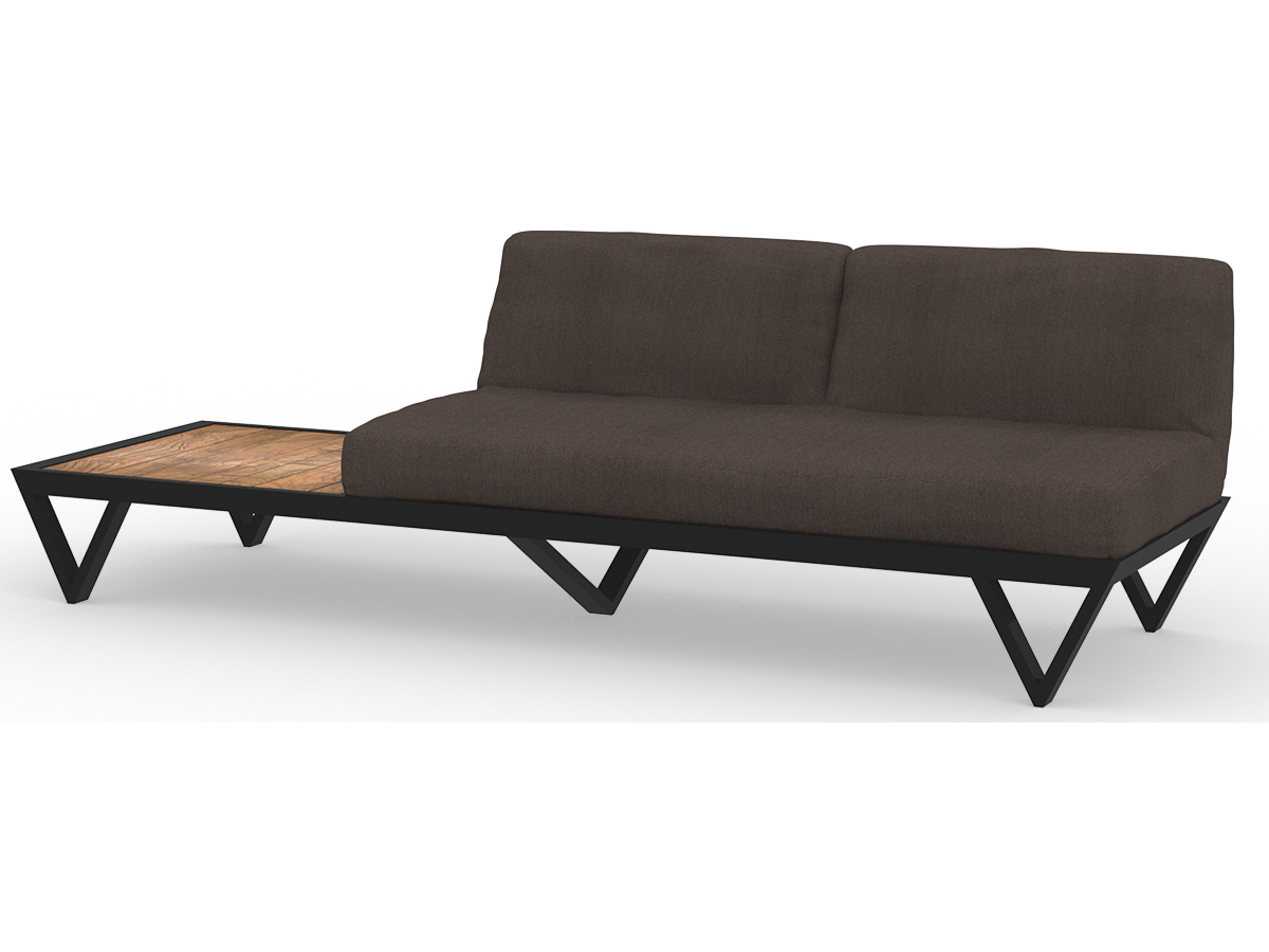 MamaGreen Bondi Belle Aluminum Sectional Outdoor Patio Loveseat with Teak Table