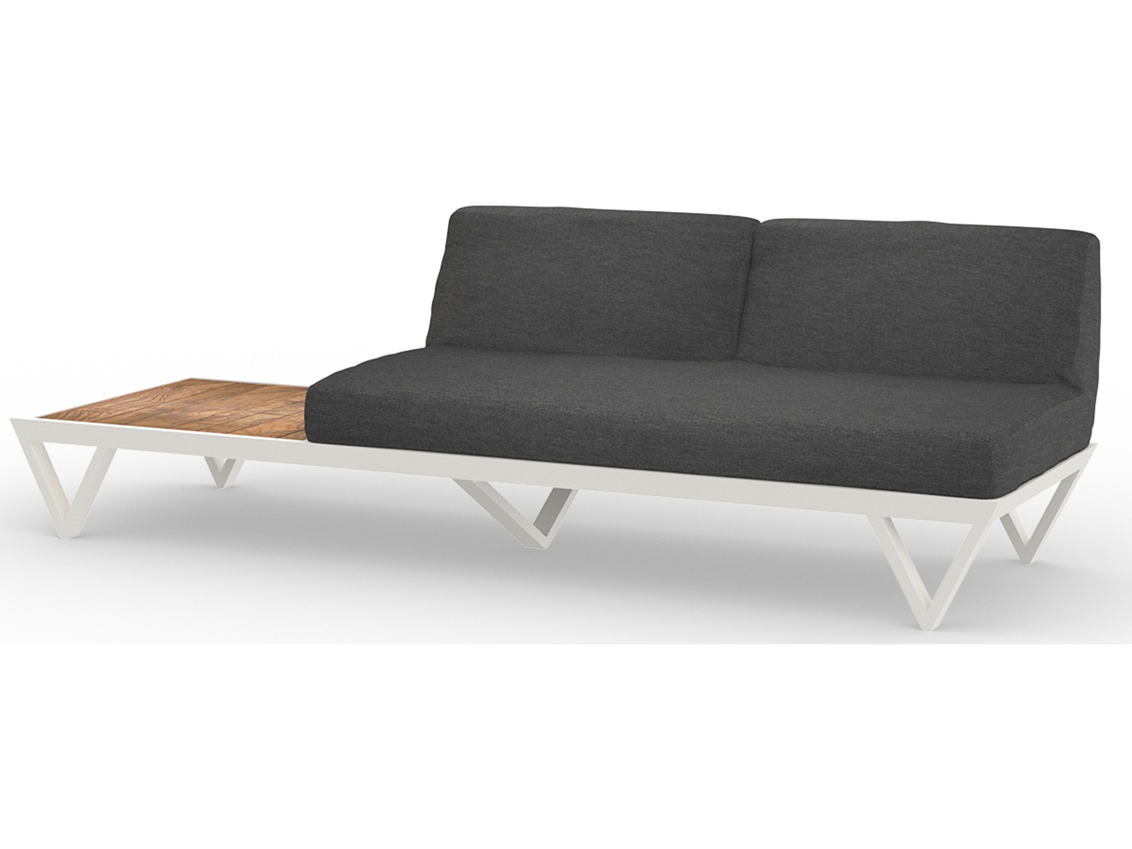 MamaGreen Bondi Belle Aluminum Sectional Outdoor Patio Loveseat with Teak Table