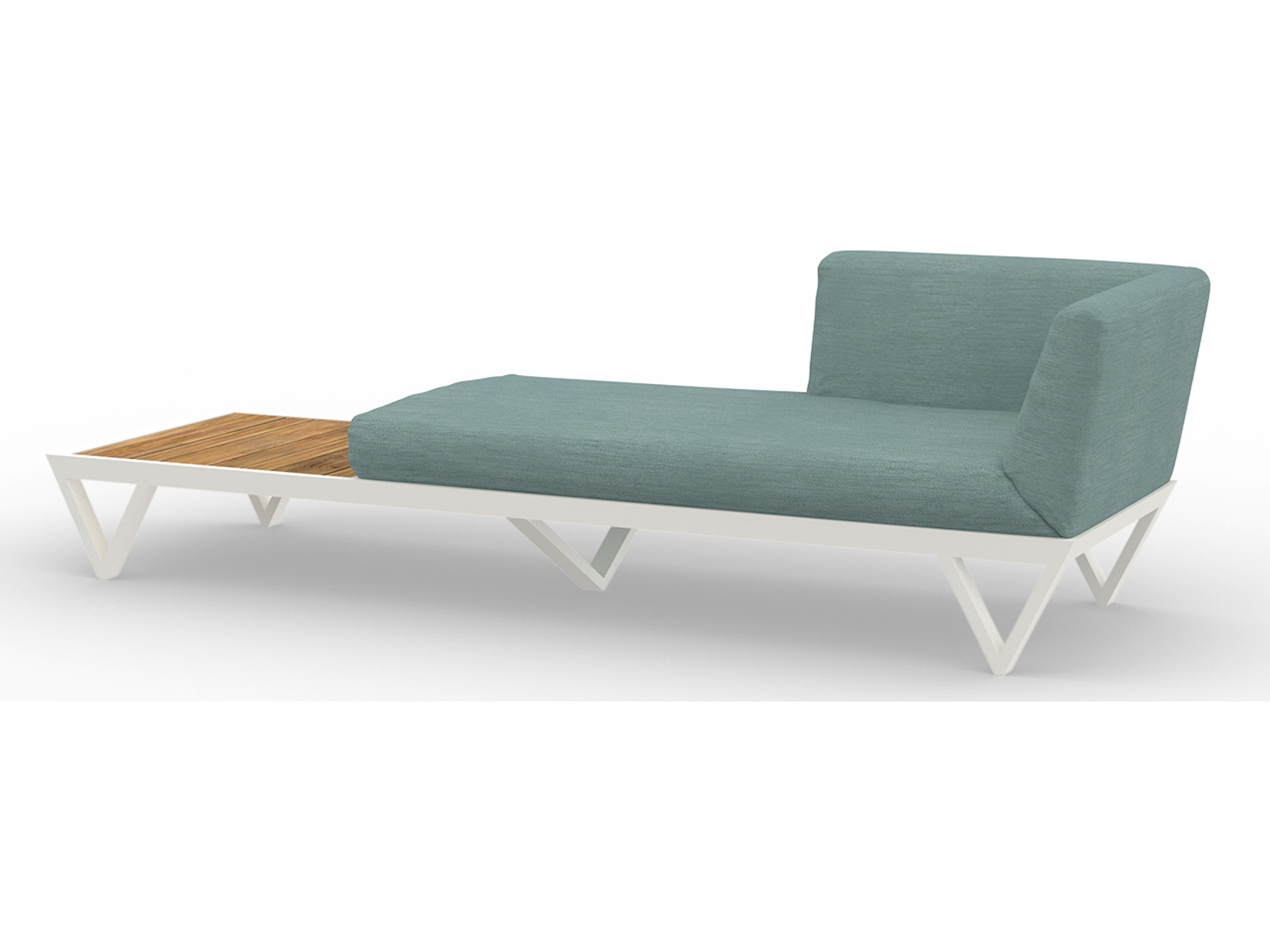 MamaGreen Bondi Belle Aluminum Sofa Outdoor Patio Chaise Lounge with Teak Table